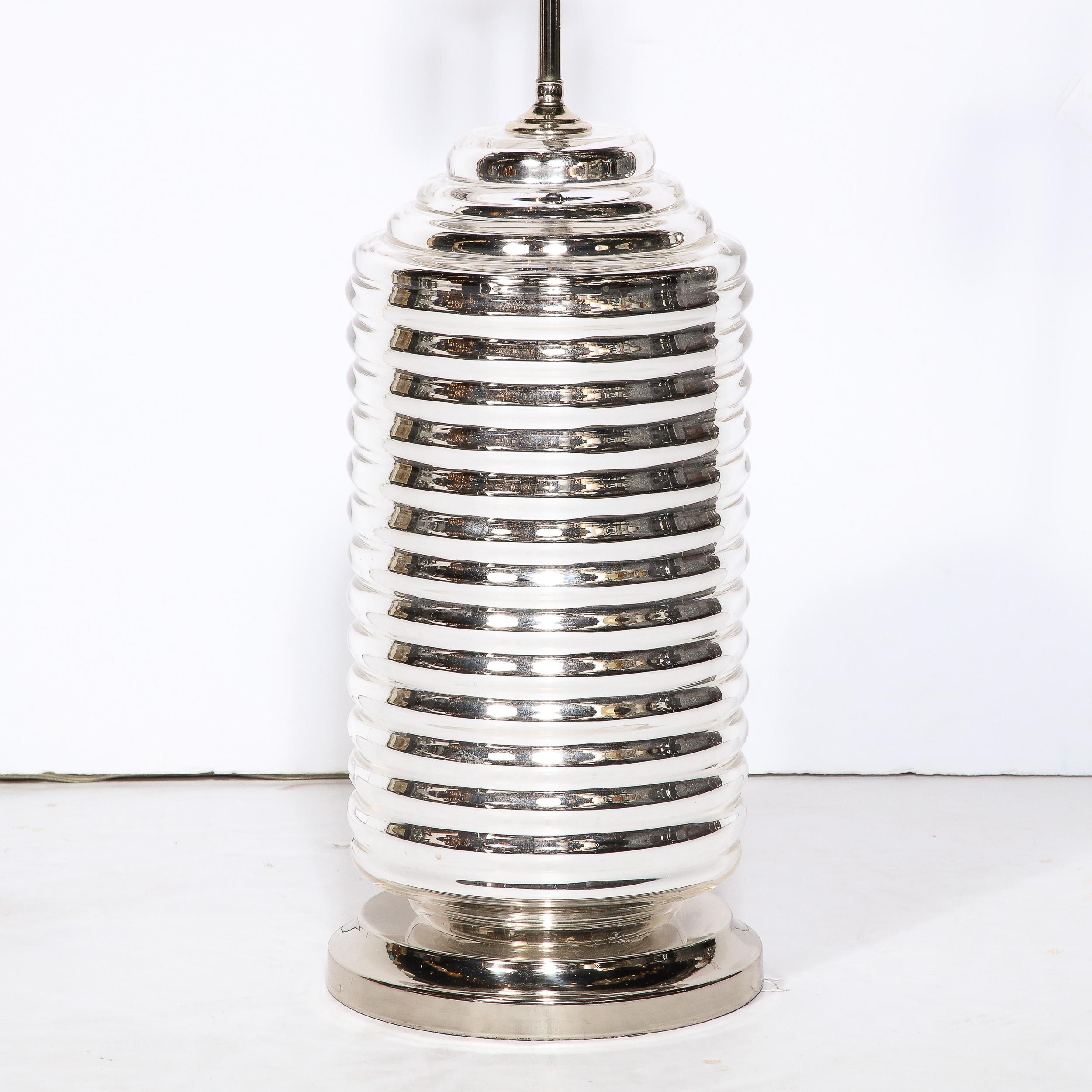 Modernistische mundgeblasene Murano-Tischlampe in Hive-Form aus Quecksilberglas (20. Jahrhundert) im Angebot