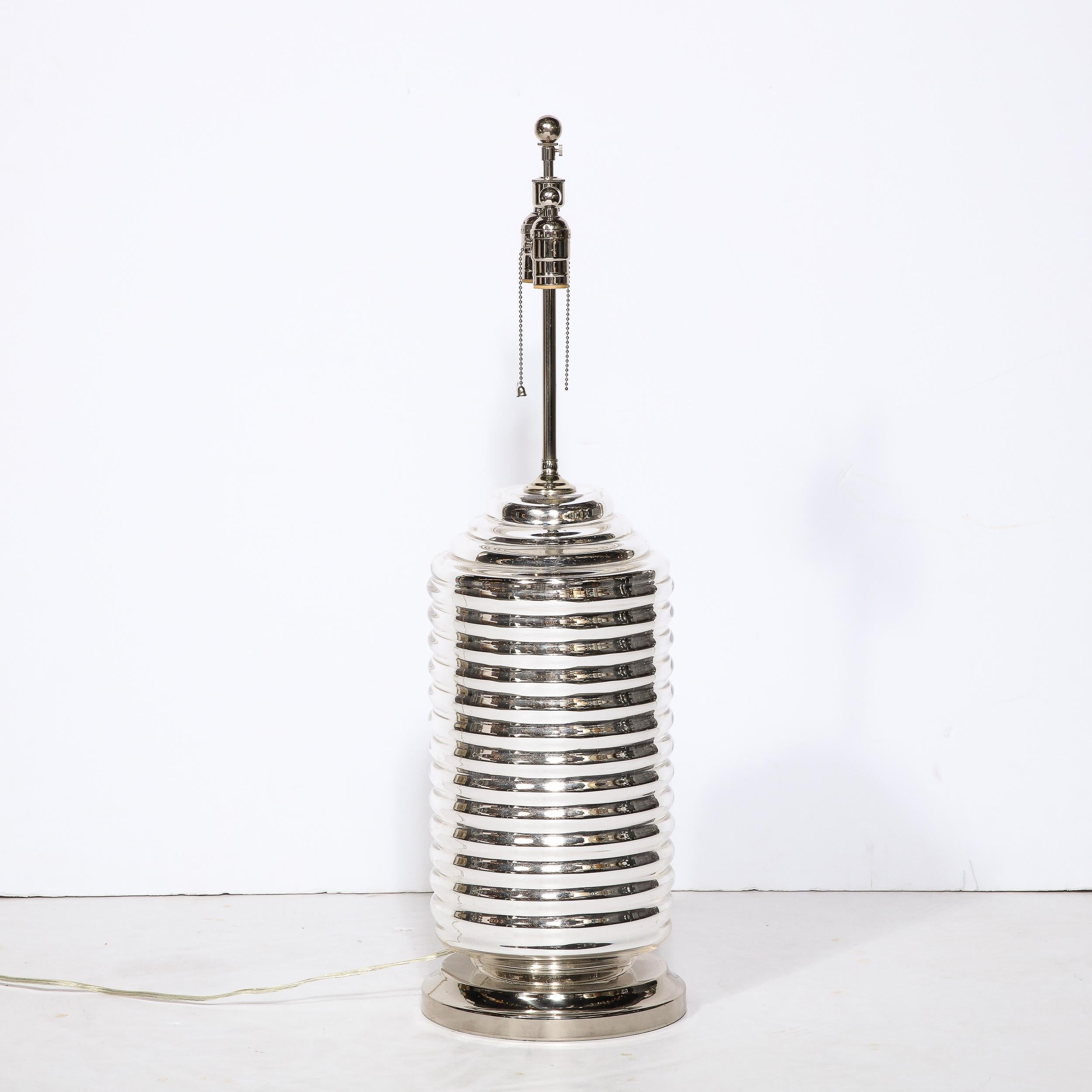 Modernistische mundgeblasene Murano-Tischlampe in Hive-Form aus Quecksilberglas (Muranoglas) im Angebot
