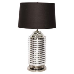 Modernist Hand Blown Murano Hive Form Table Lamp in Mercury Glass