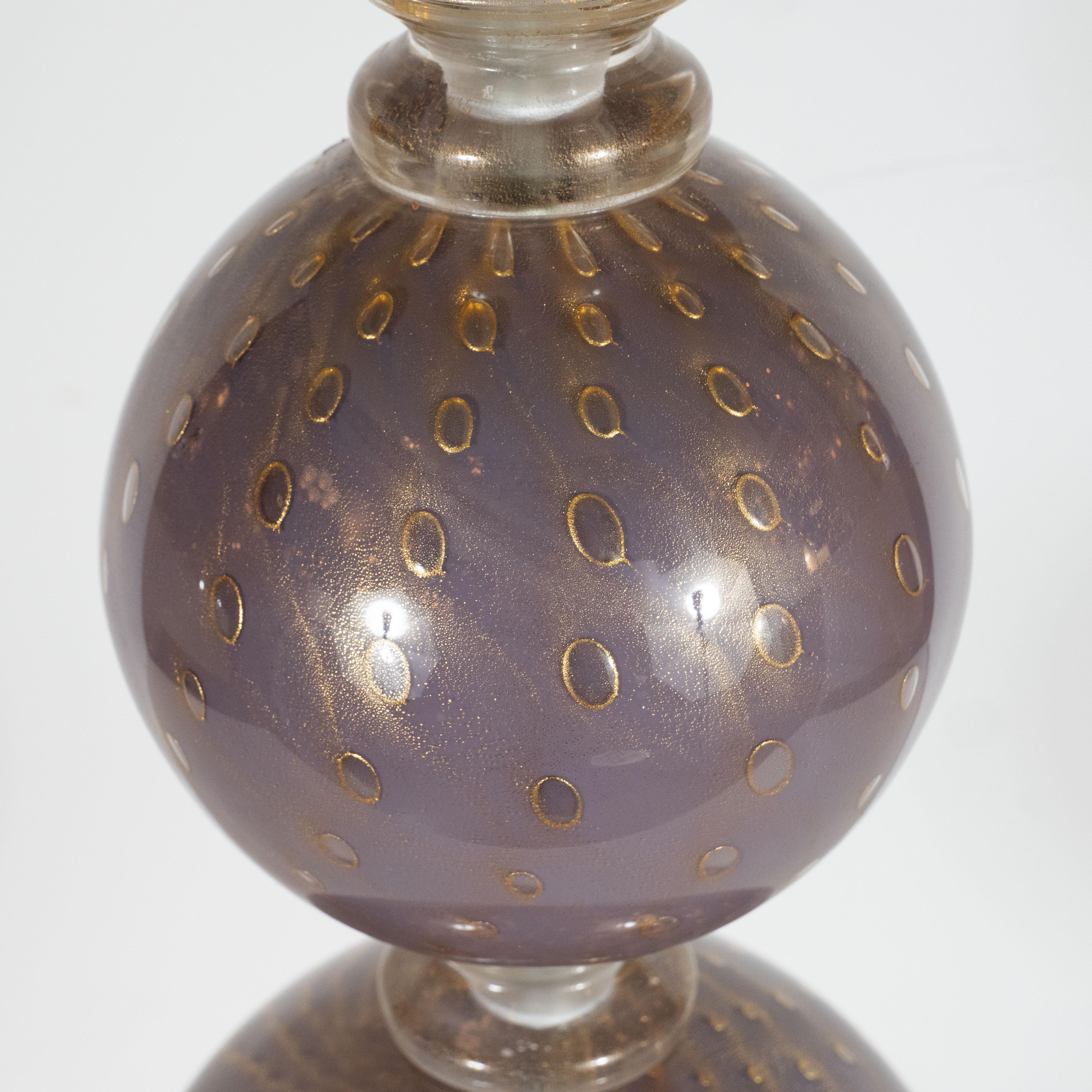 XXIe siècle et contemporain Lampes de bureau modernistes en verre de Murano soufflé à la main de couleur lavande en vente
