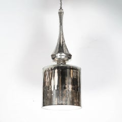 Modernistischer, mundgeblasener Murano-Quecksilberglas-Pendelleuchter mit verchromten Beschlägen