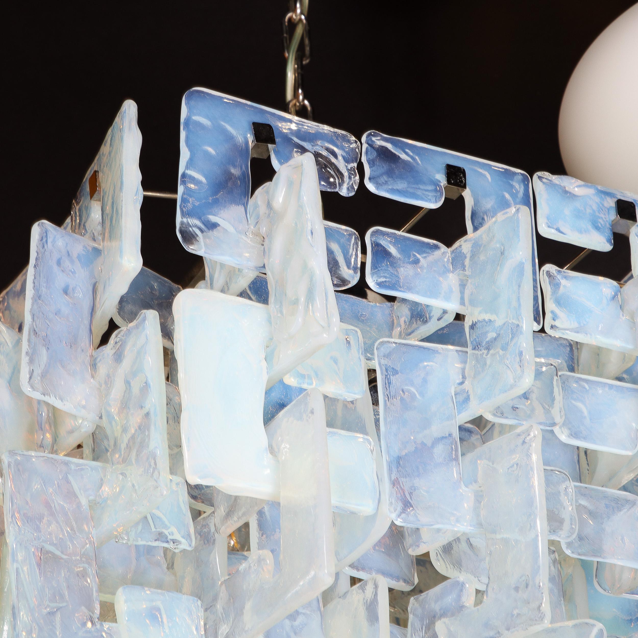 Modernist Hand-Blown Murano Mottled & Opalescent Interlocking Glass Chandelier For Sale 10