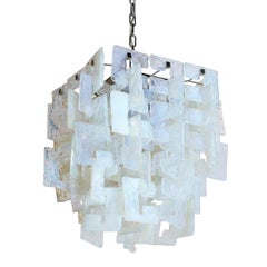 Modernist Hand-Blown Murano Mottled & Opalescent Interlocking Glass Chandelier