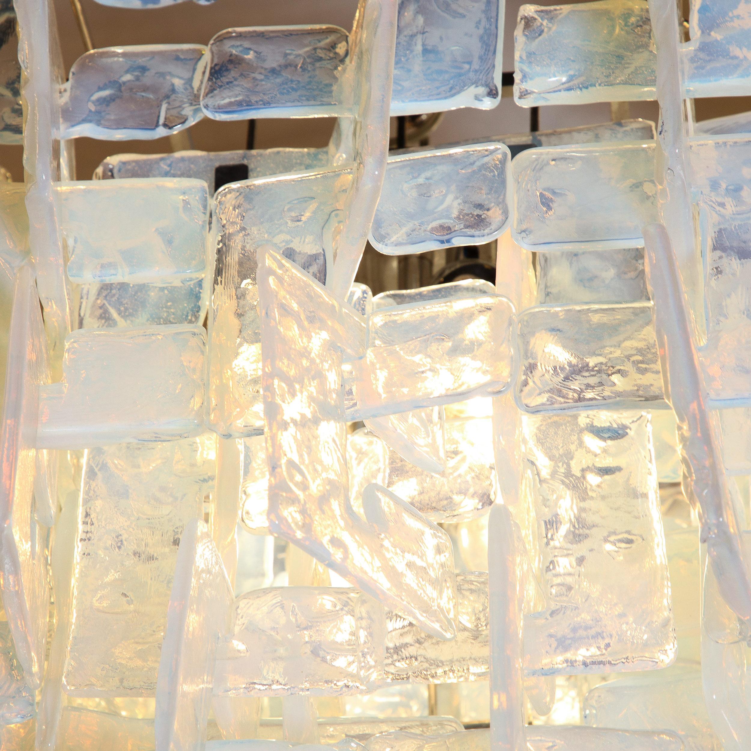 Modernist Hand-Blown Murano Mottled & Opalescent Interlocking Glass Chandelier For Sale 1