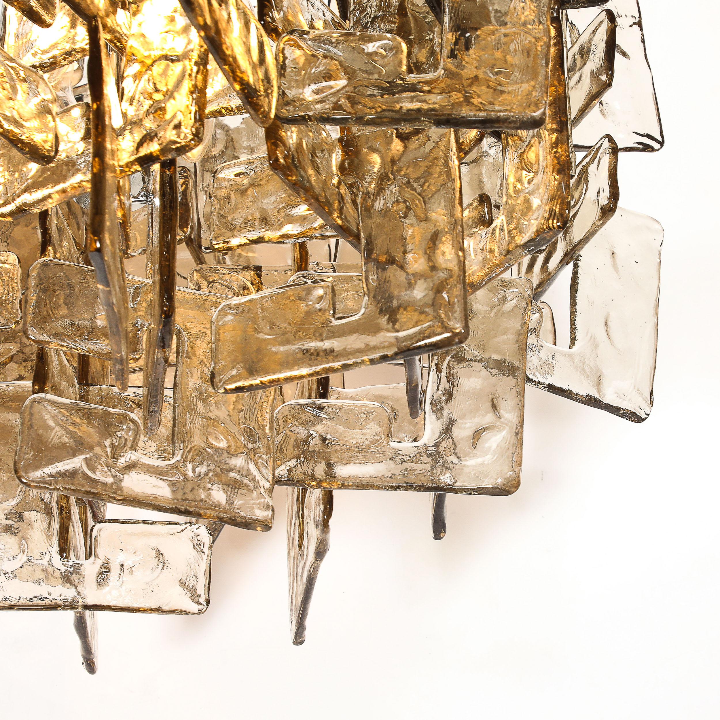 Lustre moderne en verre de Murano soufflé à la bouche, tacheté et fumé. en vente 3