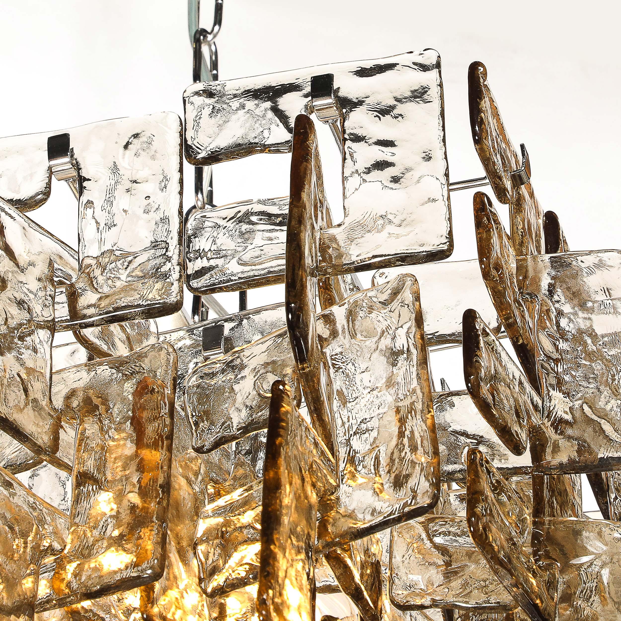 Lustre moderne en verre de Murano soufflé à la bouche, tacheté et fumé. en vente 4