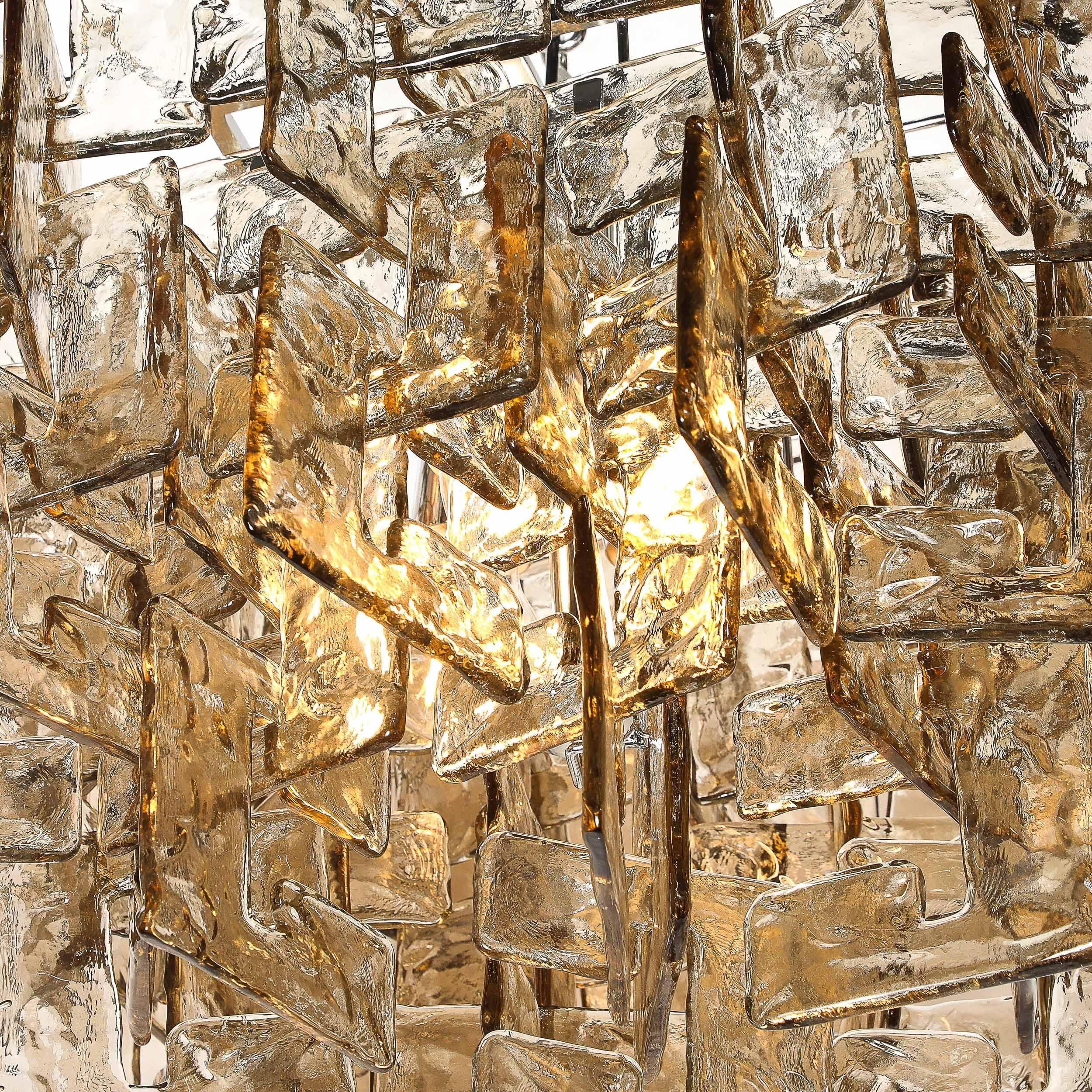 Lustre moderne en verre de Murano soufflé à la bouche, tacheté et fumé. en vente 5