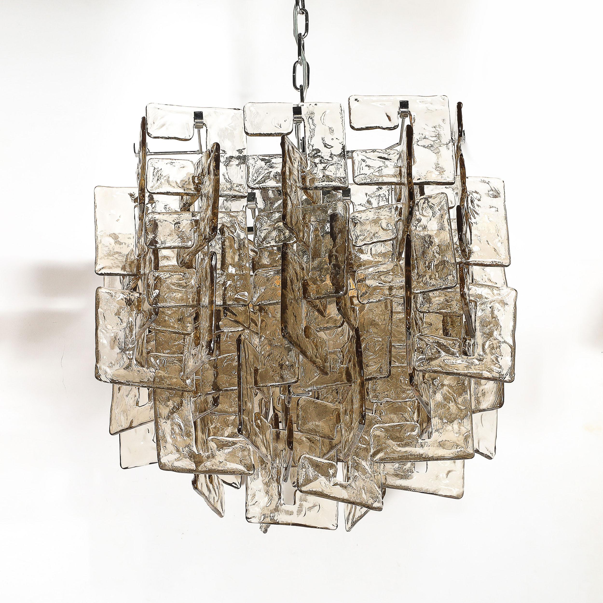 Lustre moderne en verre de Murano soufflé à la bouche, tacheté et fumé. en vente 7