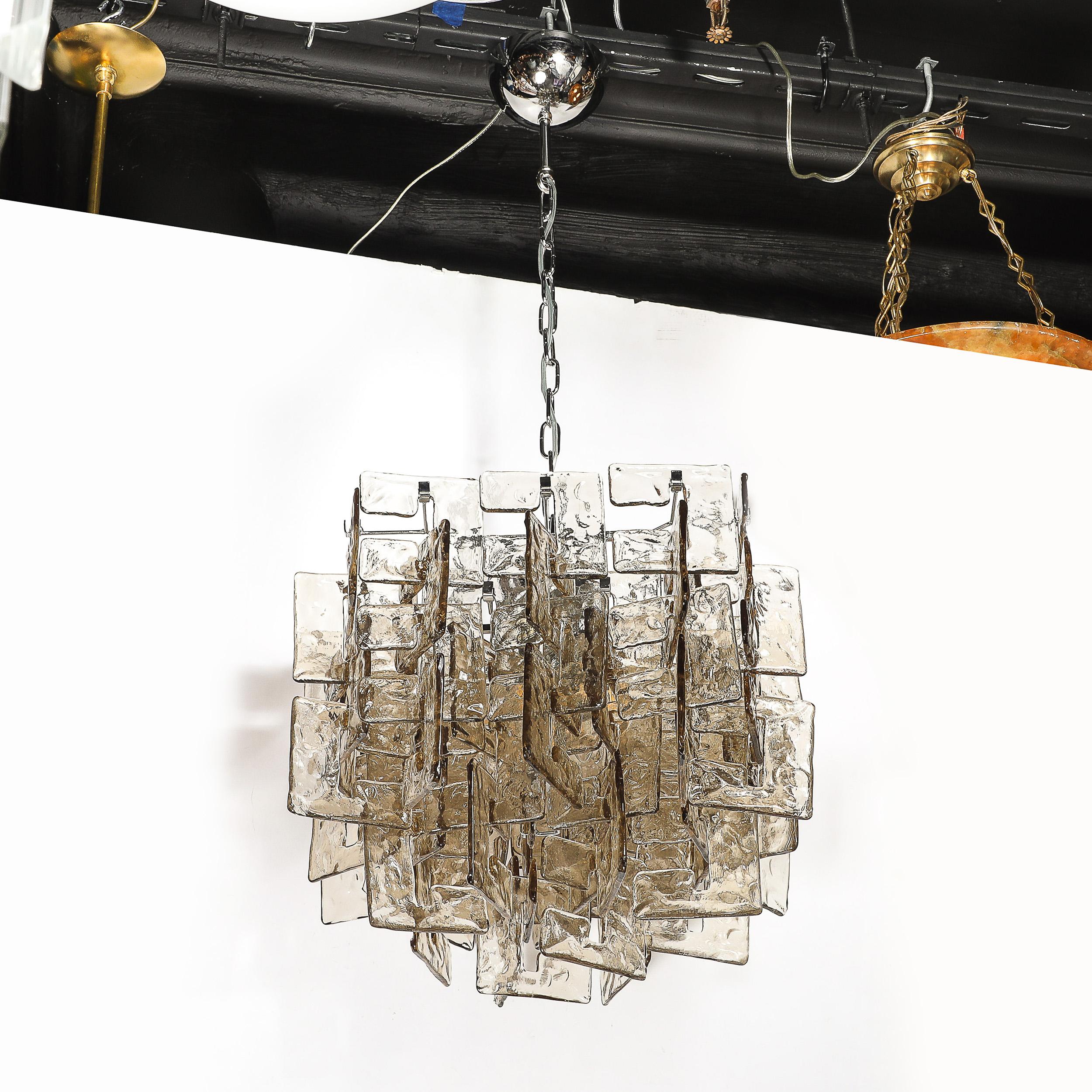 Lustre moderne en verre de Murano soufflé à la bouche, tacheté et fumé. en vente 8