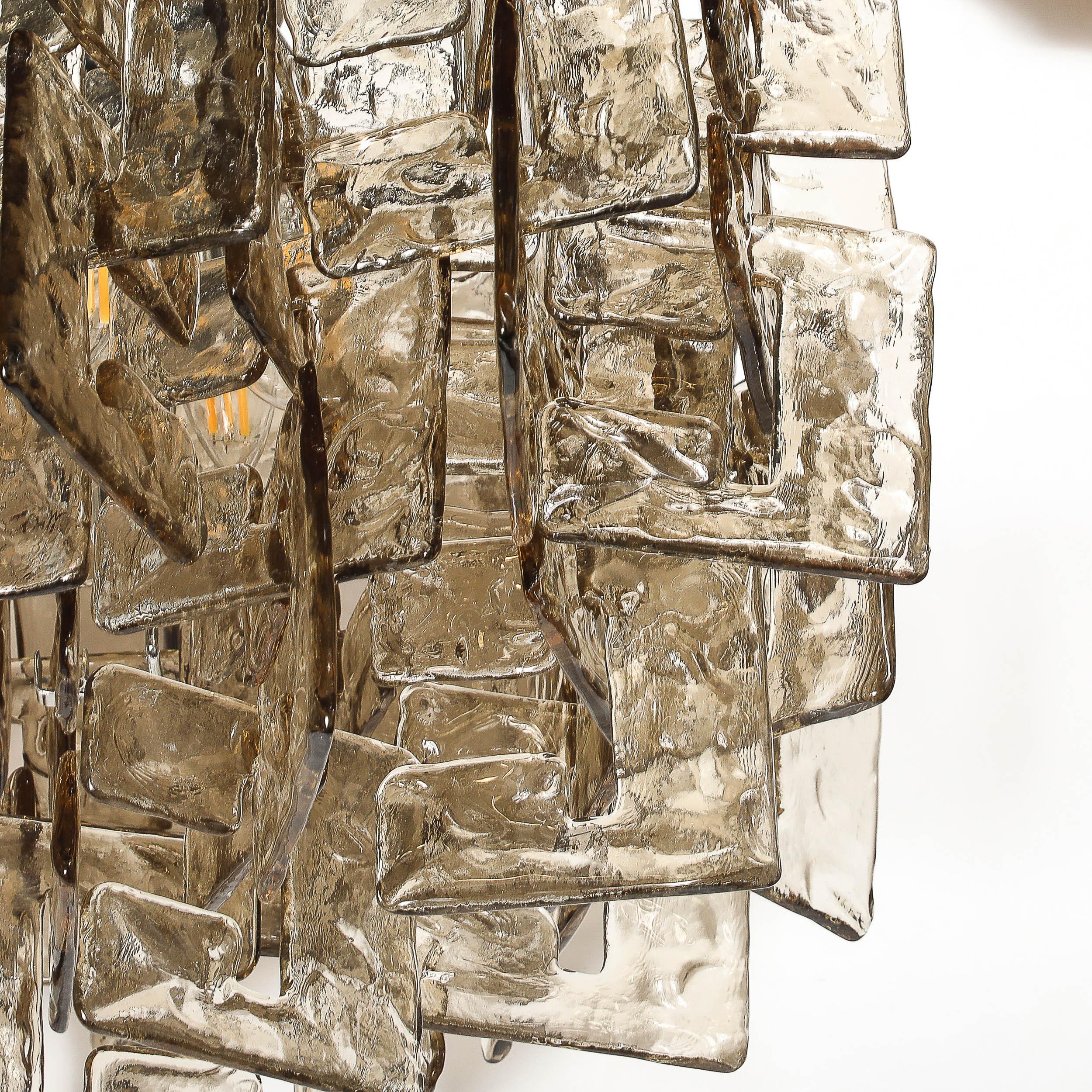 Lustre moderne en verre de Murano soufflé à la bouche, tacheté et fumé. en vente 9