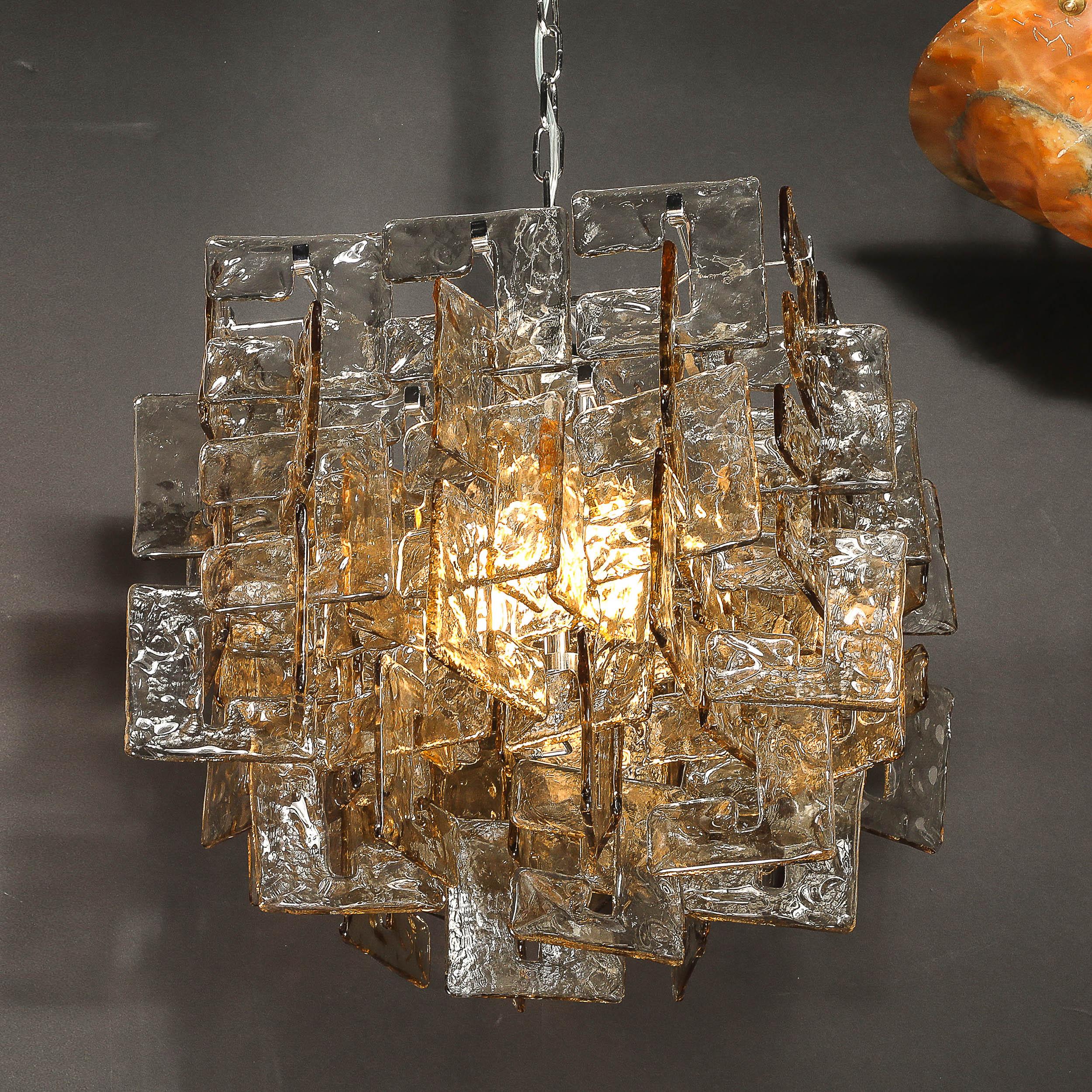 Lustre moderne en verre de Murano soufflé à la bouche, tacheté et fumé. en vente 10