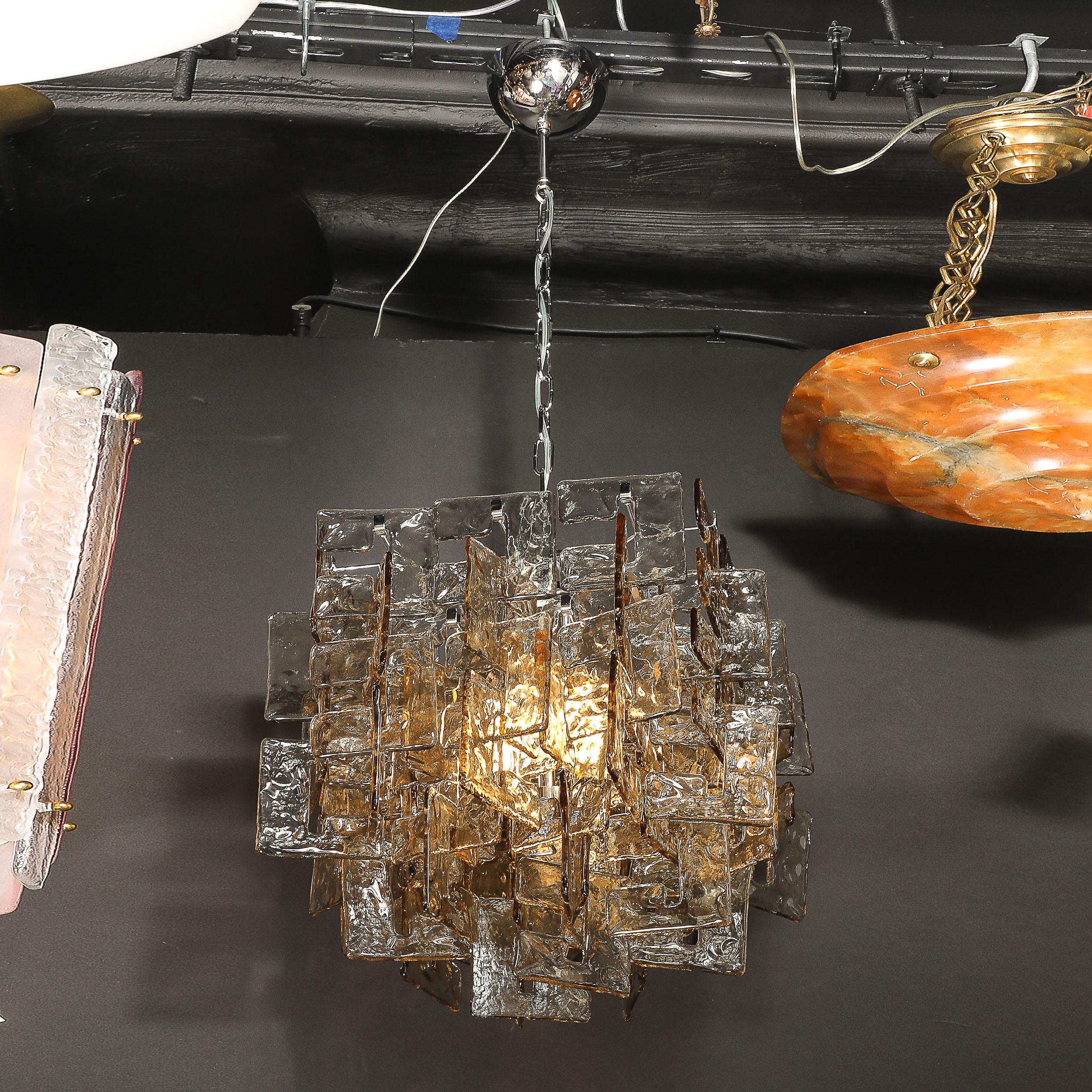 Lustre moderne en verre de Murano soufflé à la bouche, tacheté et fumé. en vente 11