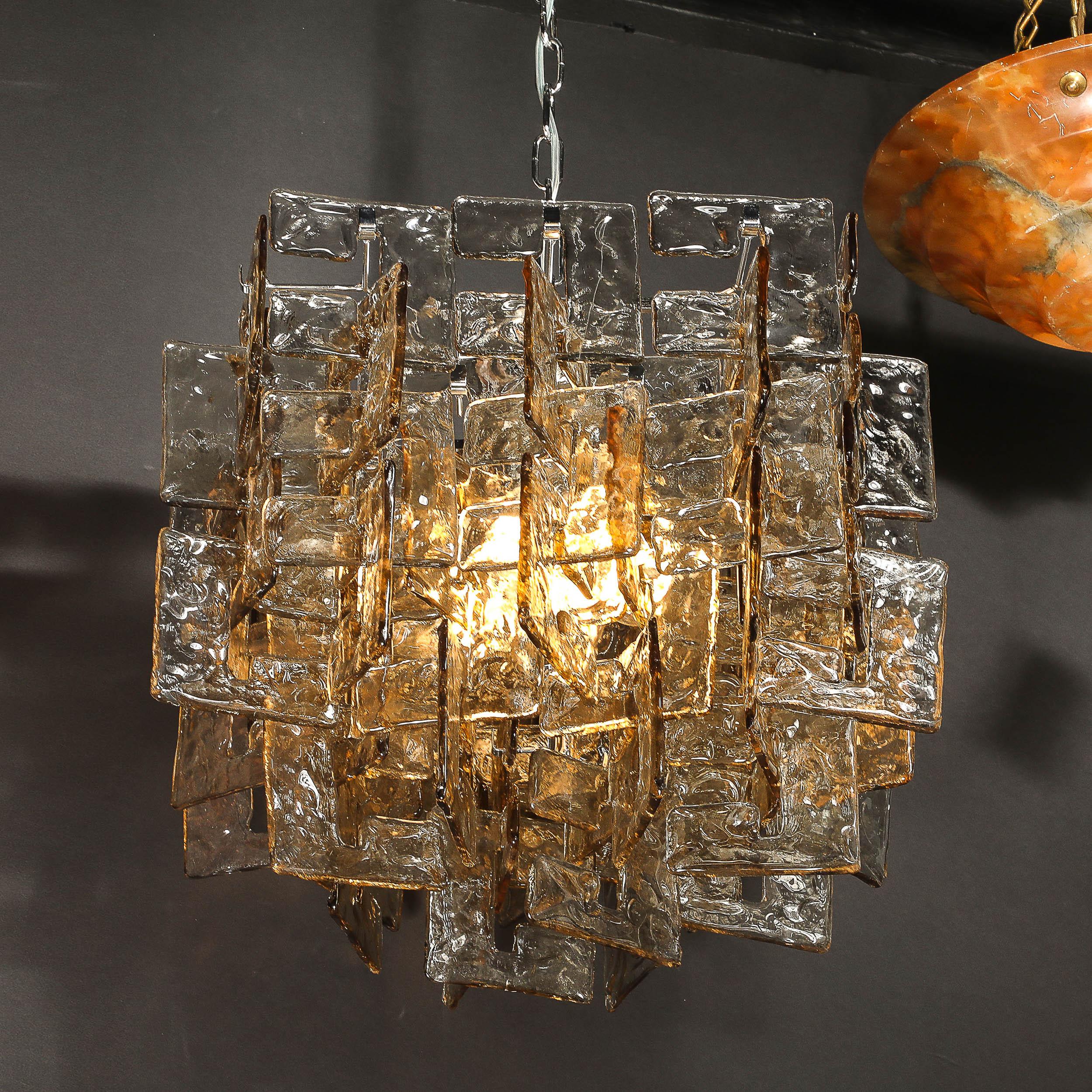 Lustre moderne en verre de Murano soufflé à la bouche, tacheté et fumé. en vente 12