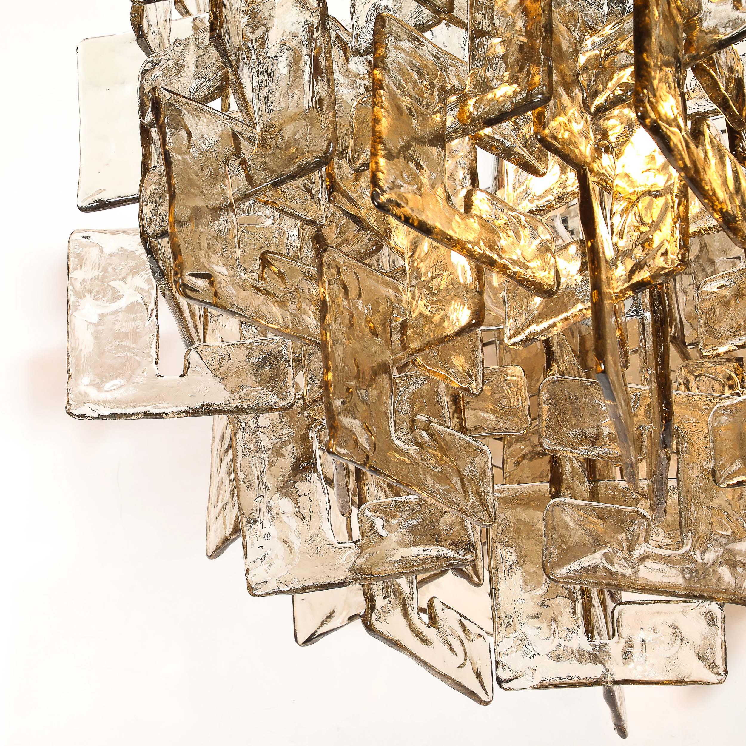 Lustre moderne en verre de Murano soufflé à la bouche, tacheté et fumé. en vente 2