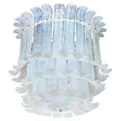 Modernist mundgeblasen Murano Opalescent geformt texturale Glas 3-Tier-Kronleuchter