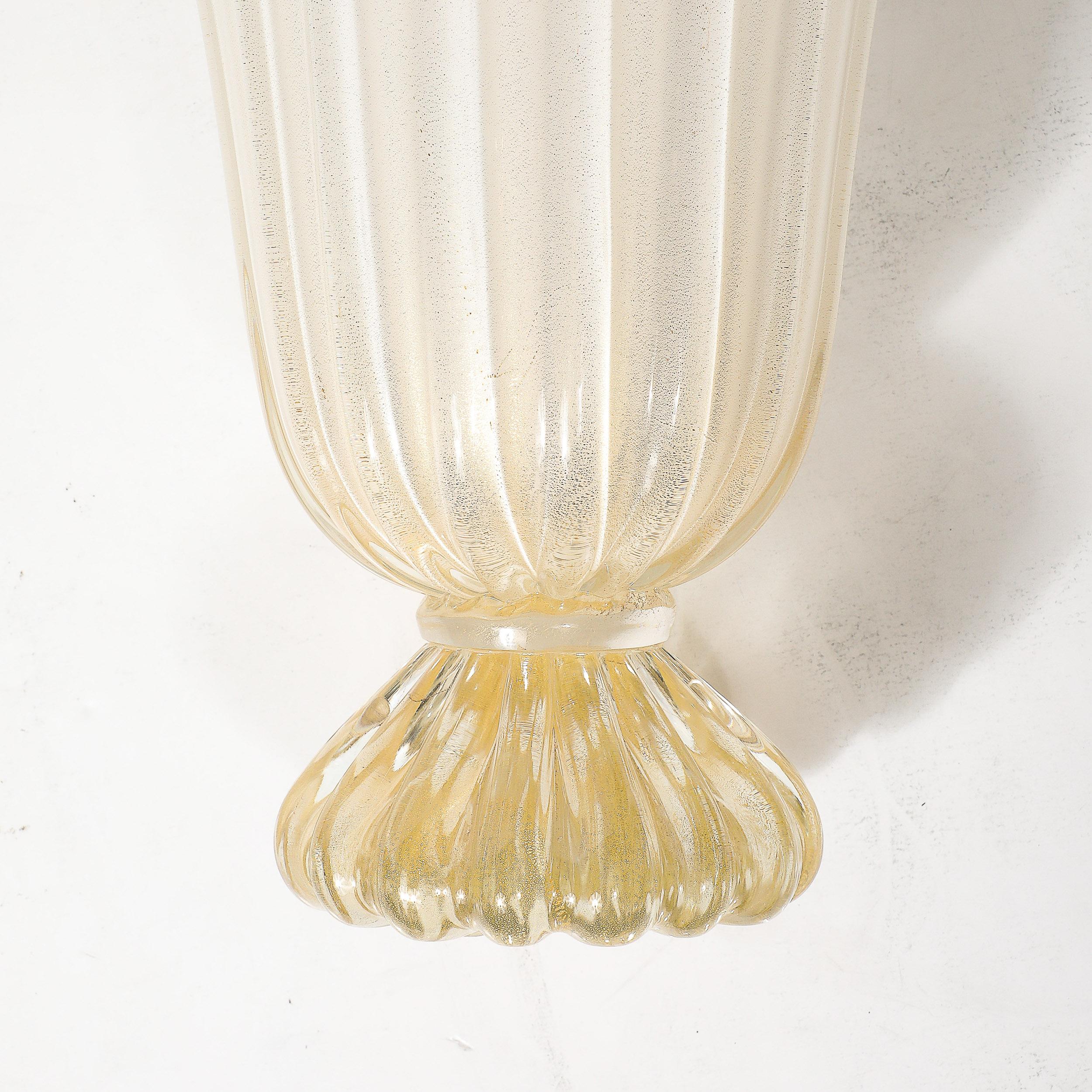 Jarrón modernista de cristal nacarado de Murano soplado a mano con motas de oro de 24 quilates en venta 12