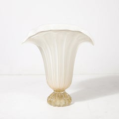 Modernist Hand-Blown Murano Pearlescent Glass Vase w/ 24 Karat Gold Flecks