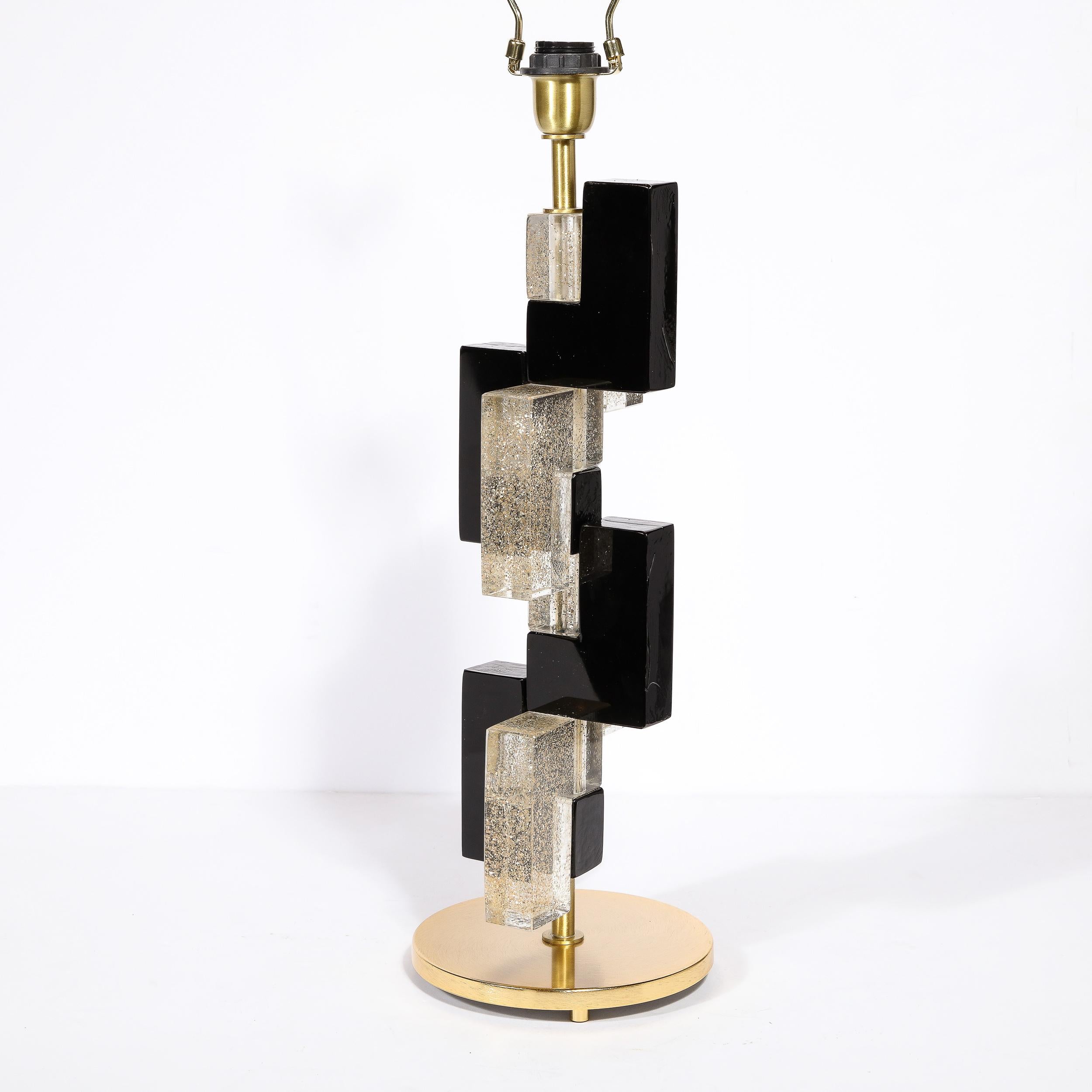Lampes de table rectilignes modernes en verre noir et translucide soufflé à la main par Murano en vente 4