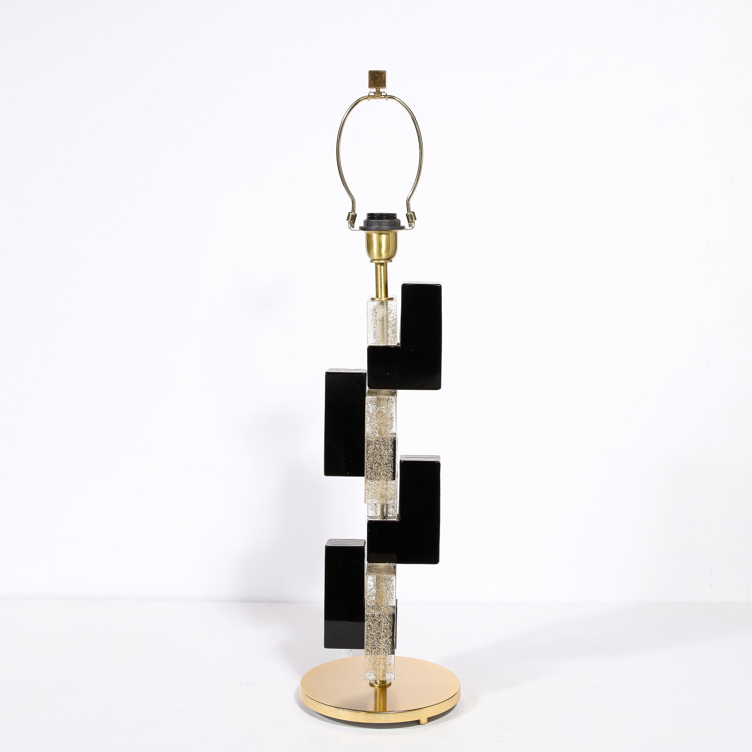 Rechteckige, mundgeblasene Murano-Tischlampen aus schwarzem und durchscheinendem Glas im Stil der Moderne im Angebot 7