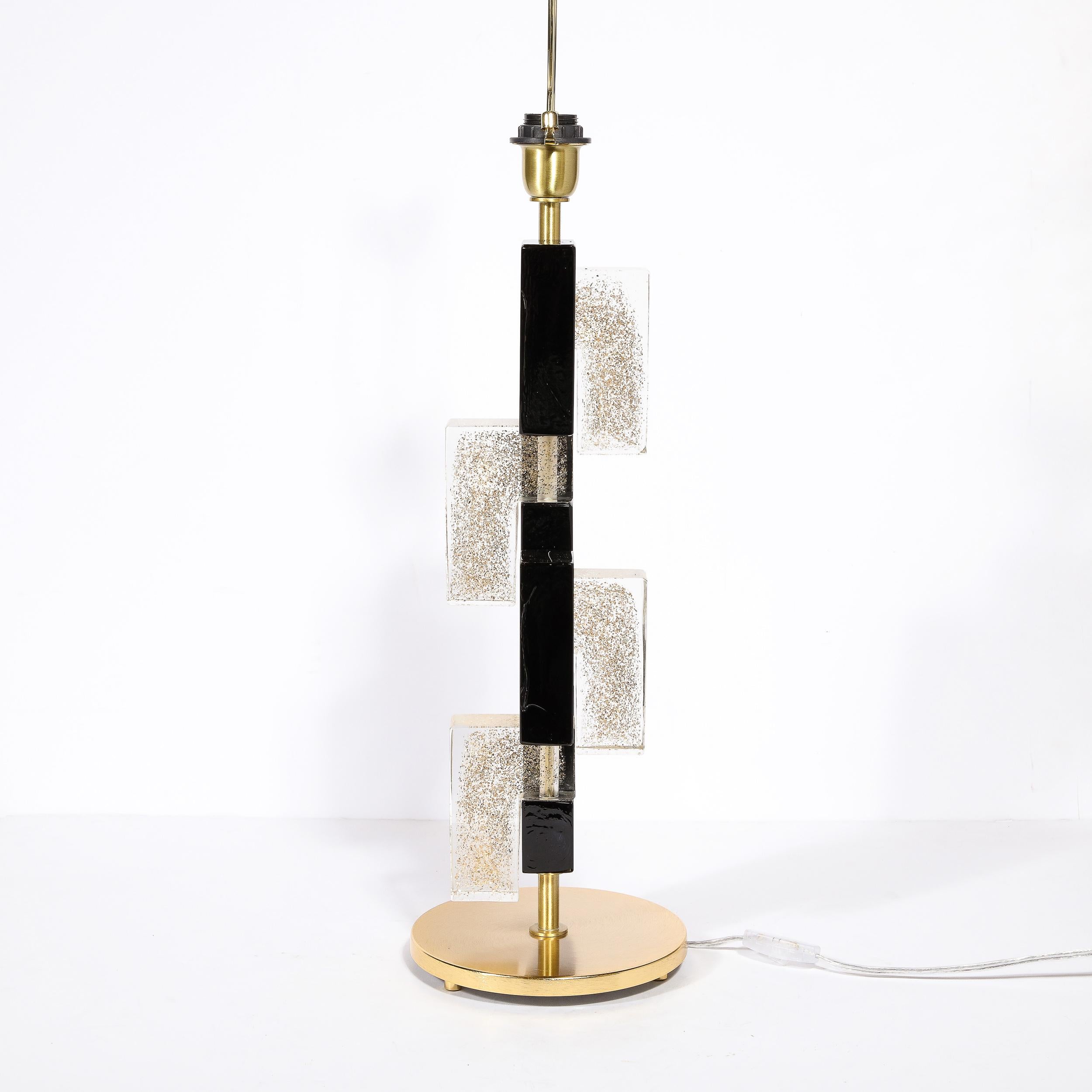 Modernist Hand-Blown Murano Rectilinear Table Lamps in Black & Translucent Glass For Sale 9