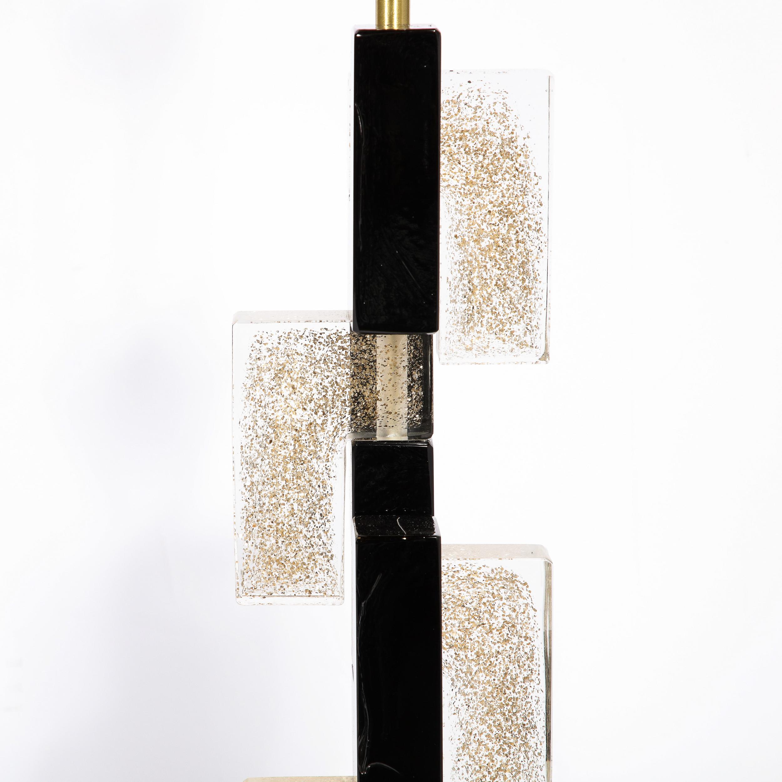 Modernist Hand-Blown Murano Rectilinear Table Lamps in Black & Translucent Glass For Sale 10