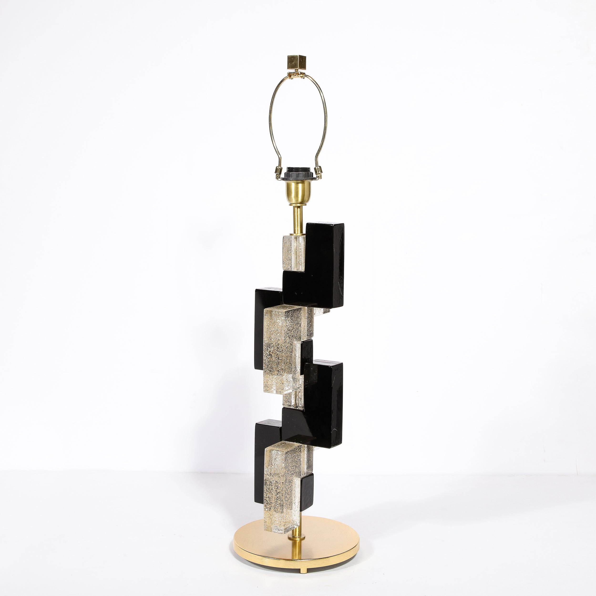 Rechteckige, mundgeblasene Murano-Tischlampen aus schwarzem und durchscheinendem Glas im Stil der Moderne im Angebot 4