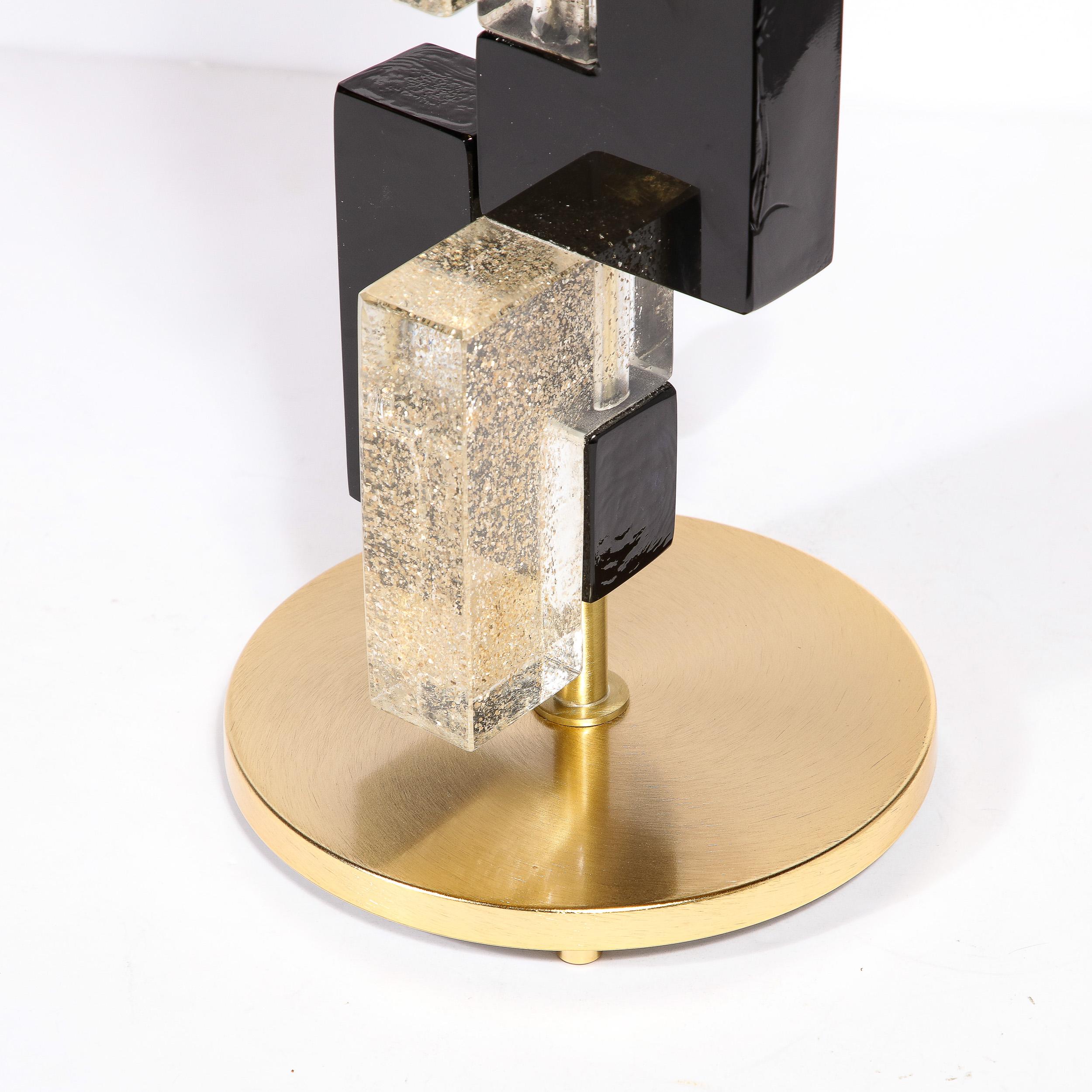 Lampes de table rectilignes modernes en verre noir et translucide soufflé à la main par Murano en vente 2