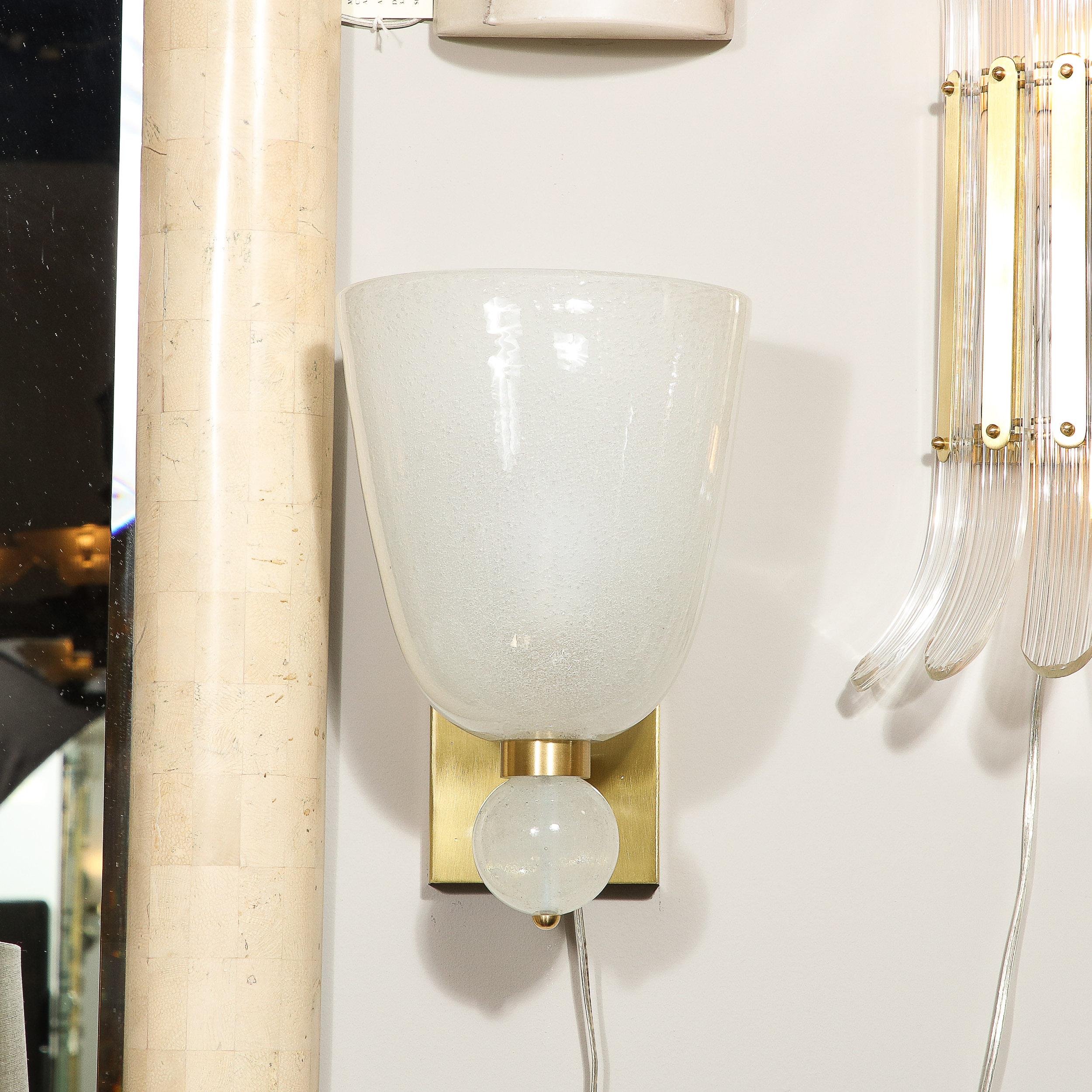 Italian Modernist Hand-Blown Murano Sconces w/ Constellation Murines & Orbital Finial For Sale