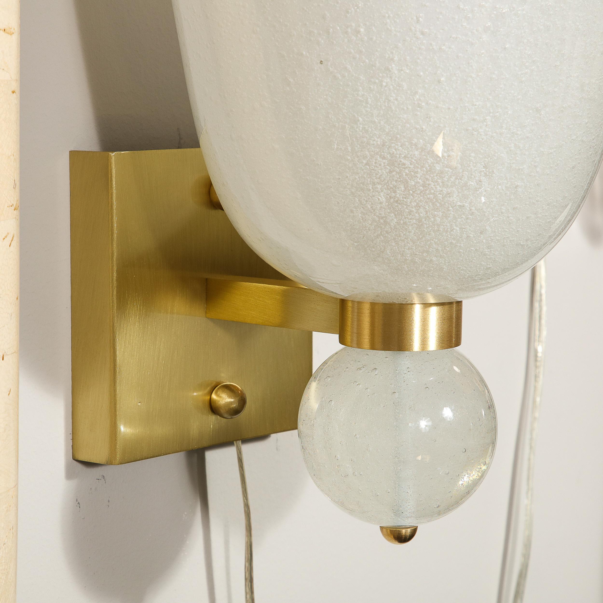 Modernist Hand-Blown Murano Sconces w/ Constellation Murines & Orbital Finial For Sale 1