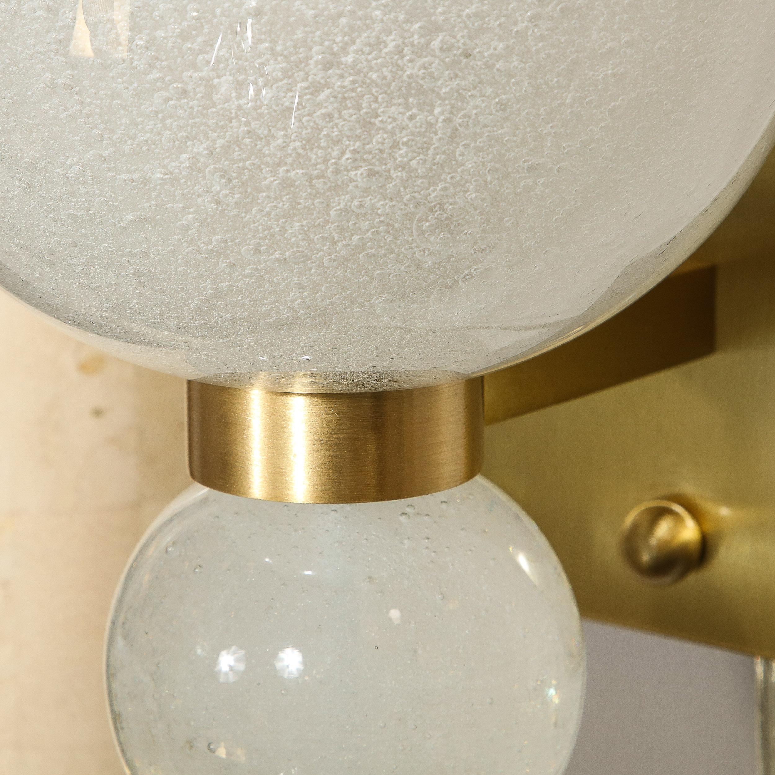 Modernist Hand-Blown Murano Sconces w/ Constellation Murines & Orbital Finial For Sale 3