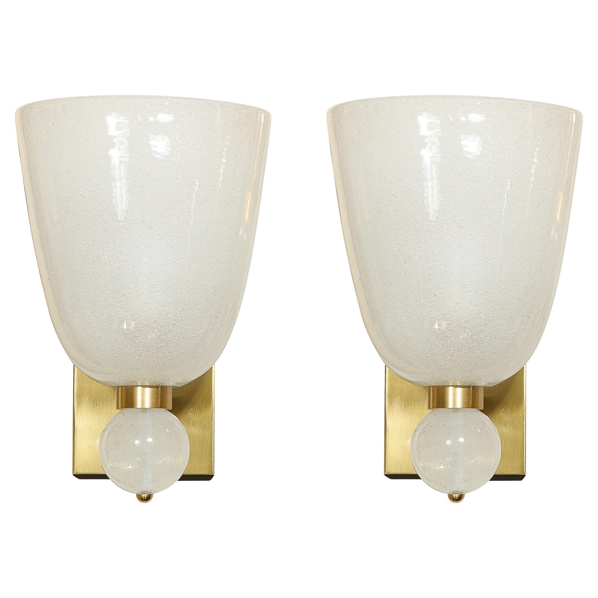Modernist Hand-Blown Murano Sconces w/ Constellation Murines
Orbital Finial