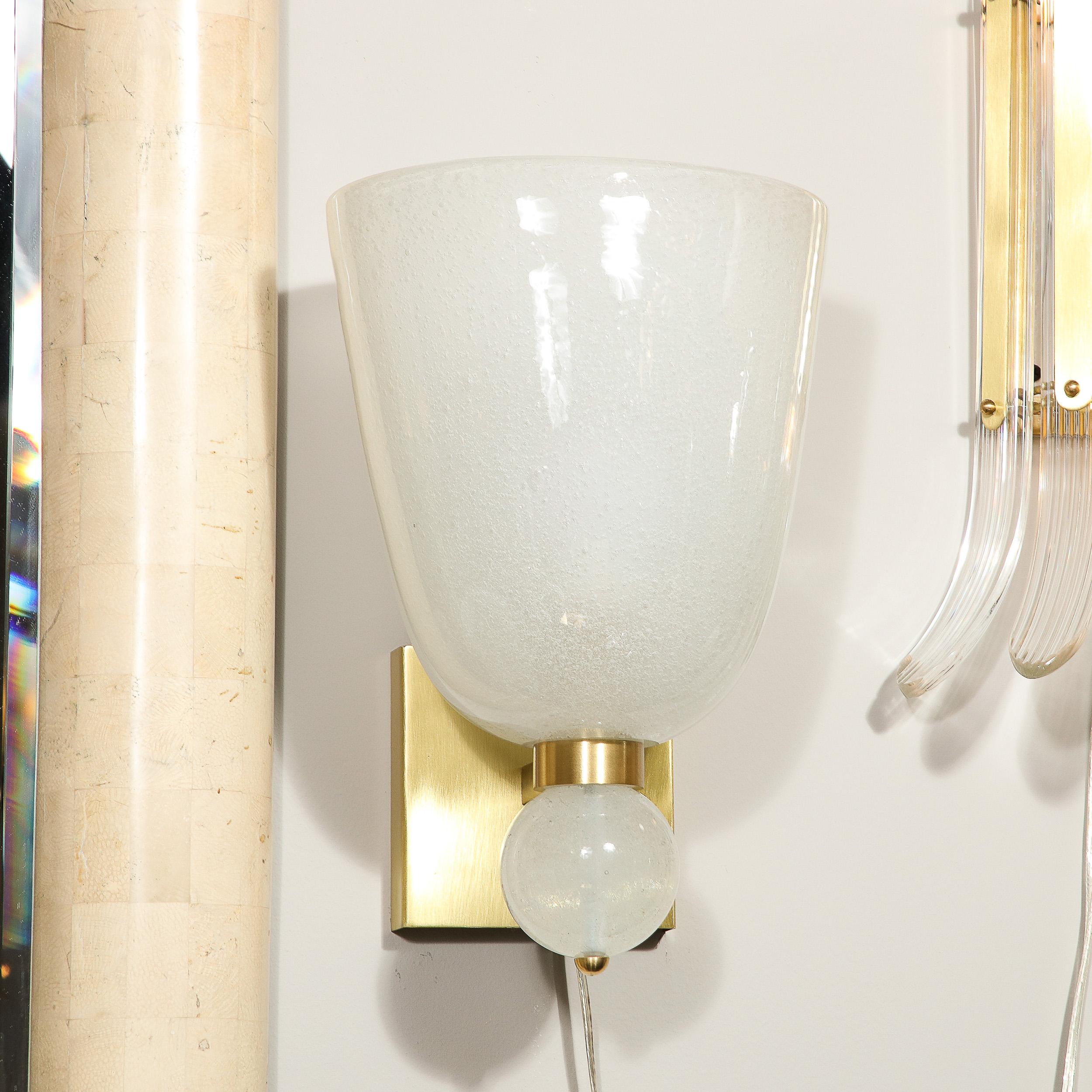 Modernist Hand-Blown Murano Sconces w/ Constellation Murines & Orbital Finial In New Condition For Sale In New York, NY