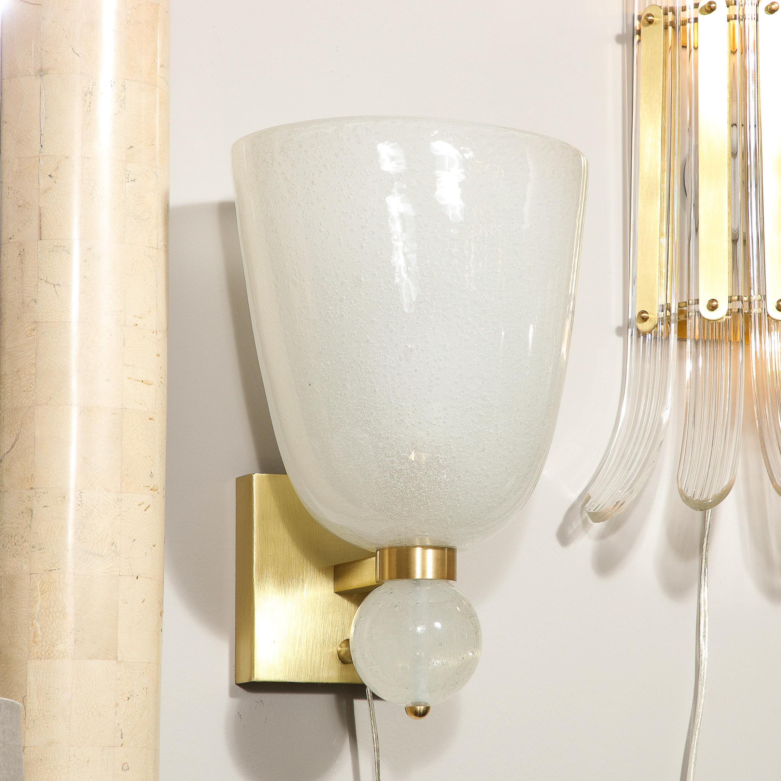 Contemporary Modernist Hand-Blown Murano Sconces w/ Constellation Murines & Orbital Finial For Sale