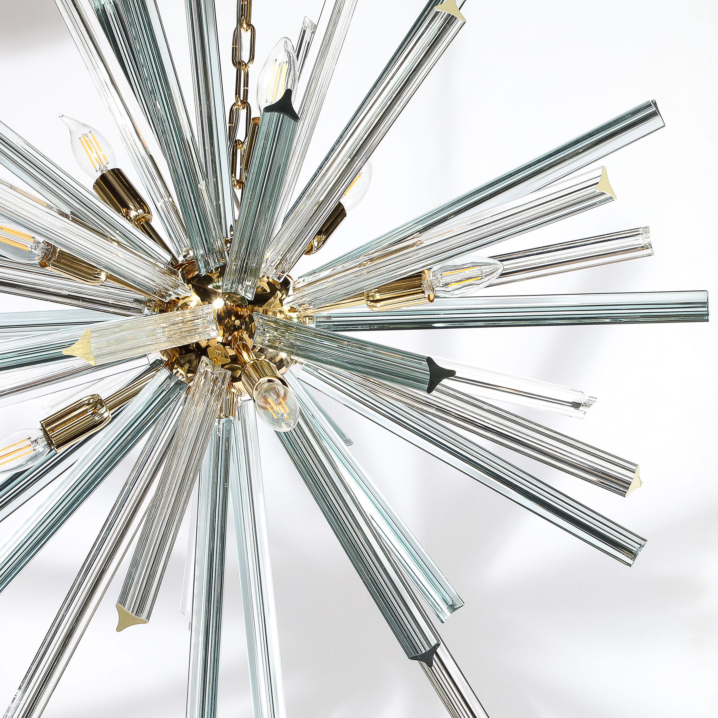 Araña Sputnik Modernista de Murano Soplada a Mano de Vidrio Camer Glass Ahumado Aguamarina Italiano en venta