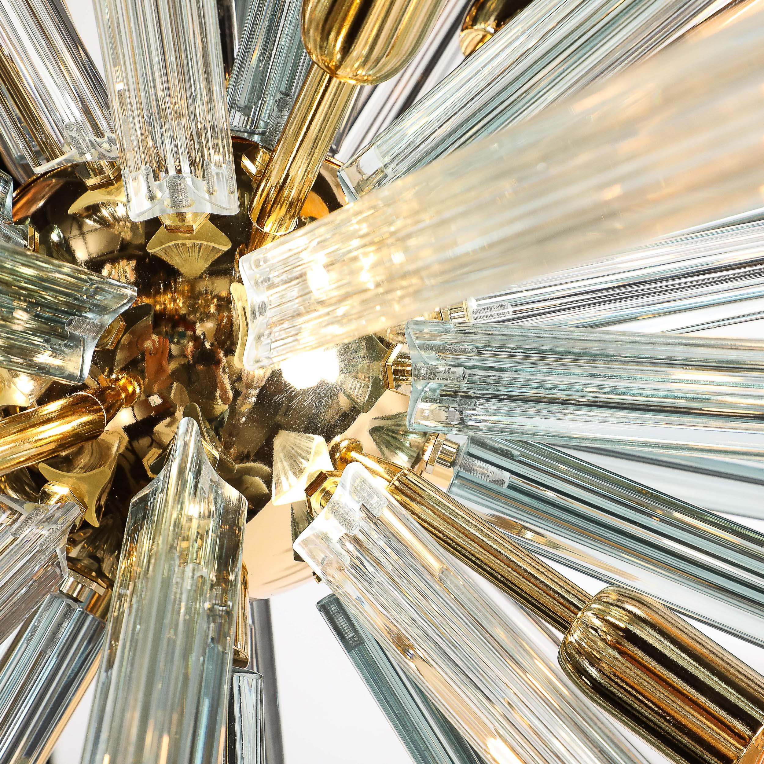 Araña Sputnik Modernista de Murano Soplada a Mano de Vidrio Camer Glass Ahumado Aguamarina Latón en venta