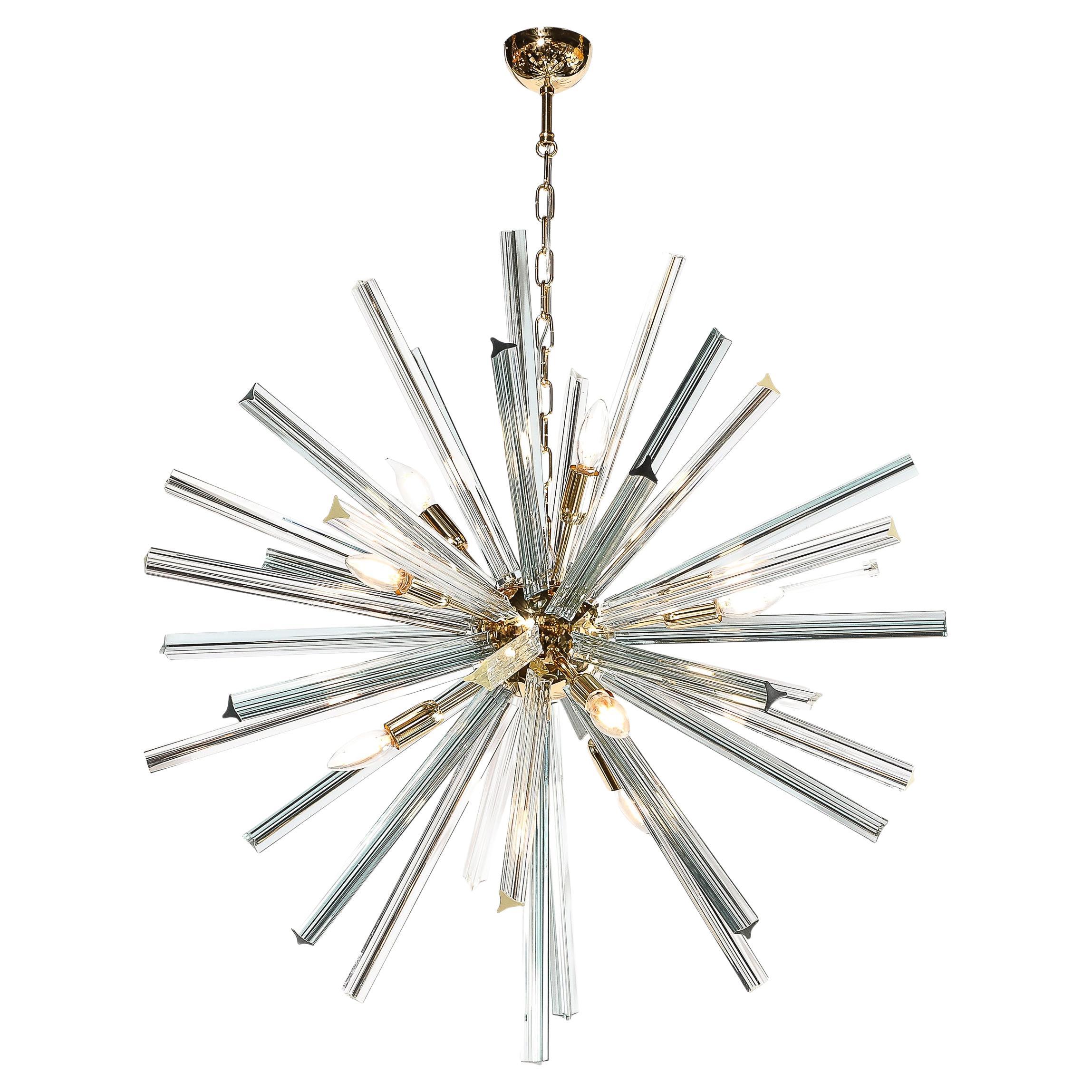 Modernist Hand-Blown Murano Smoked Aquamarine Camer Glass Sputnik Chandelier