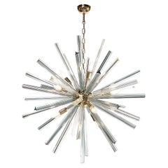 Modernist Hand-Blown Murano Smoked Aquamarine Camer Glass Sputnik Chandelier