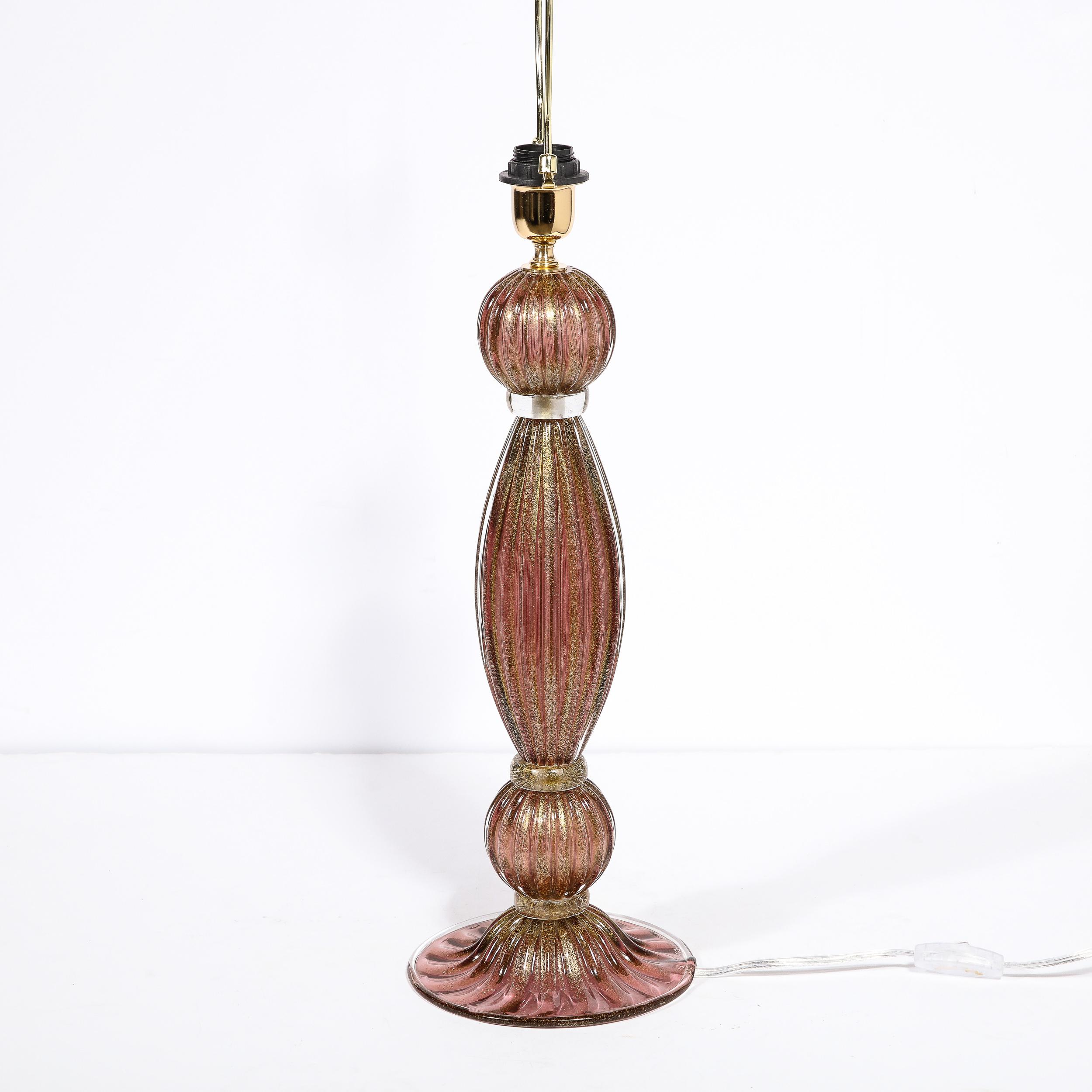 Modernist Hand-Blown Murano Smoked Chambord Glass Table Lamps w/ 24 Karat Gold For Sale 5