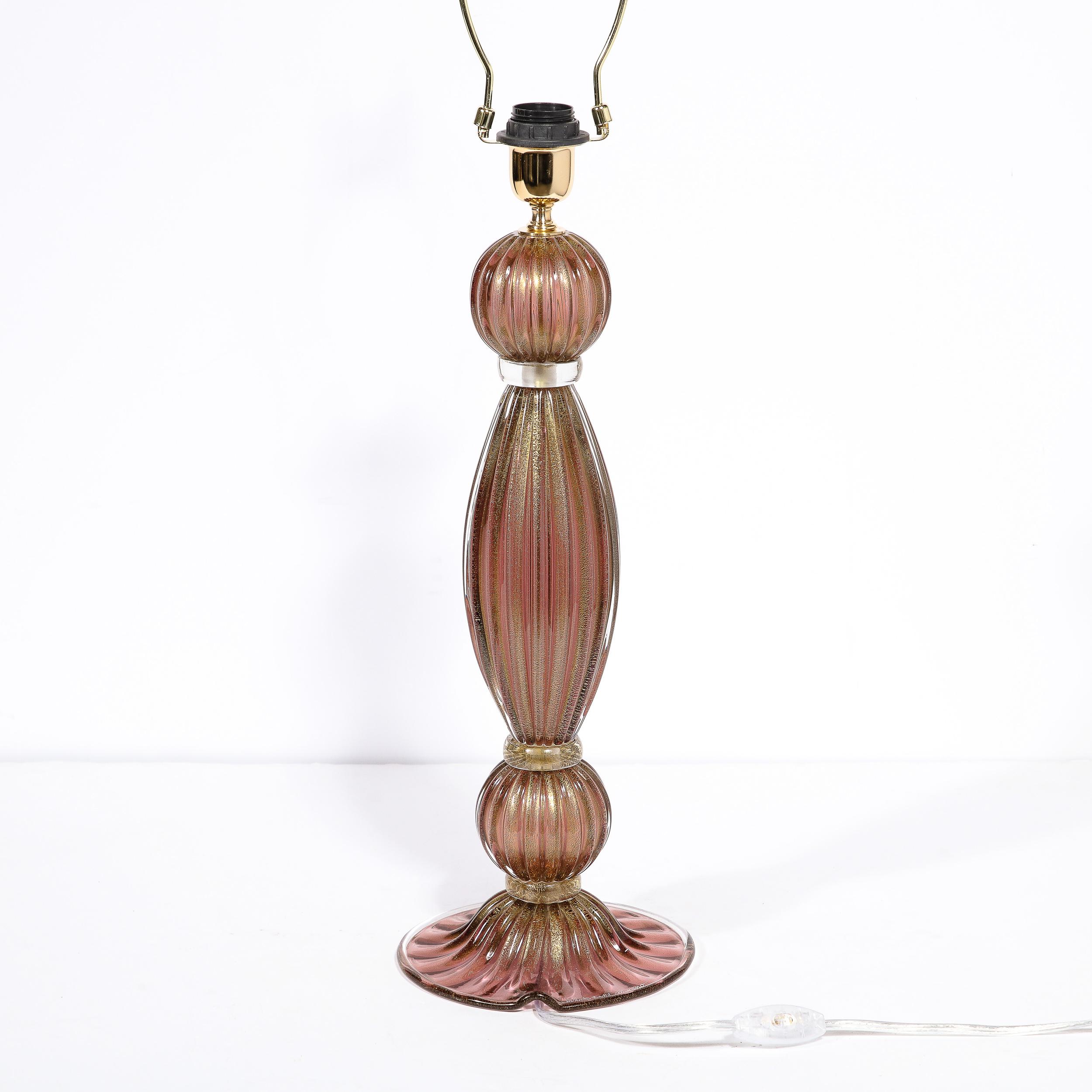Modernist Hand-Blown Murano Smoked Chambord Glass Table Lamps w/ 24 Karat Gold For Sale 6