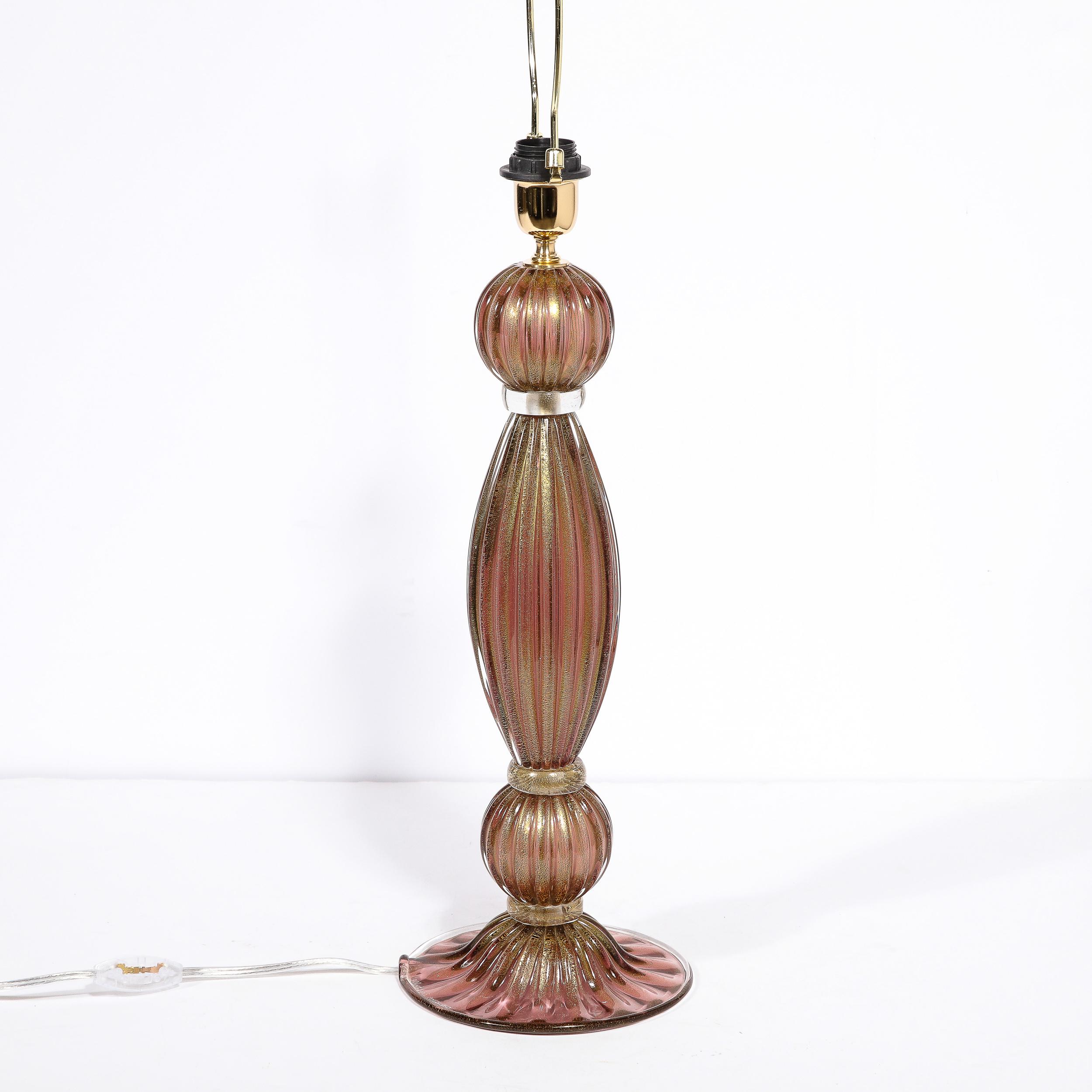 Lampes de bureau modernistes en verre de Murano soufflé à la main et à bordure fumée avec or 24 carats en vente 6