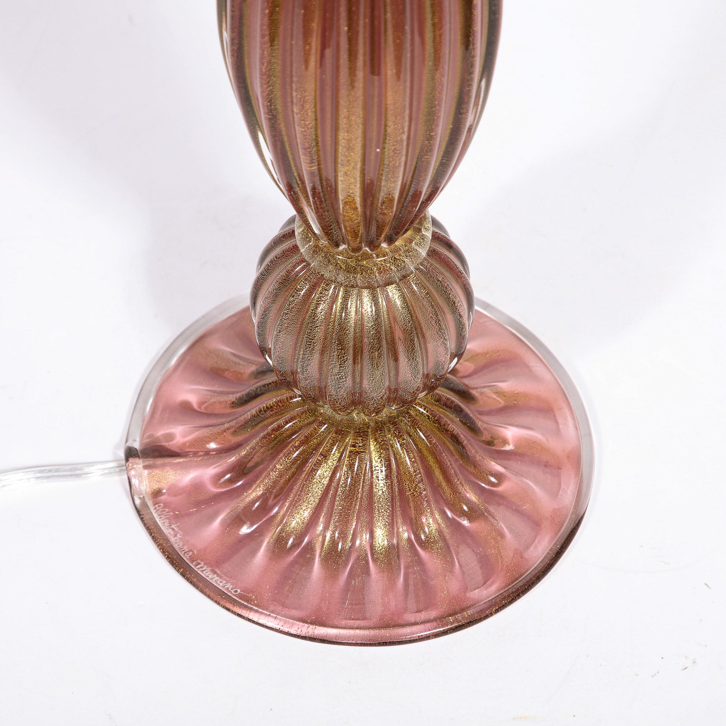 Modernist Hand-Blown Murano Smoked Chambord Glass Table Lamps w/ 24 Karat Gold For Sale 8