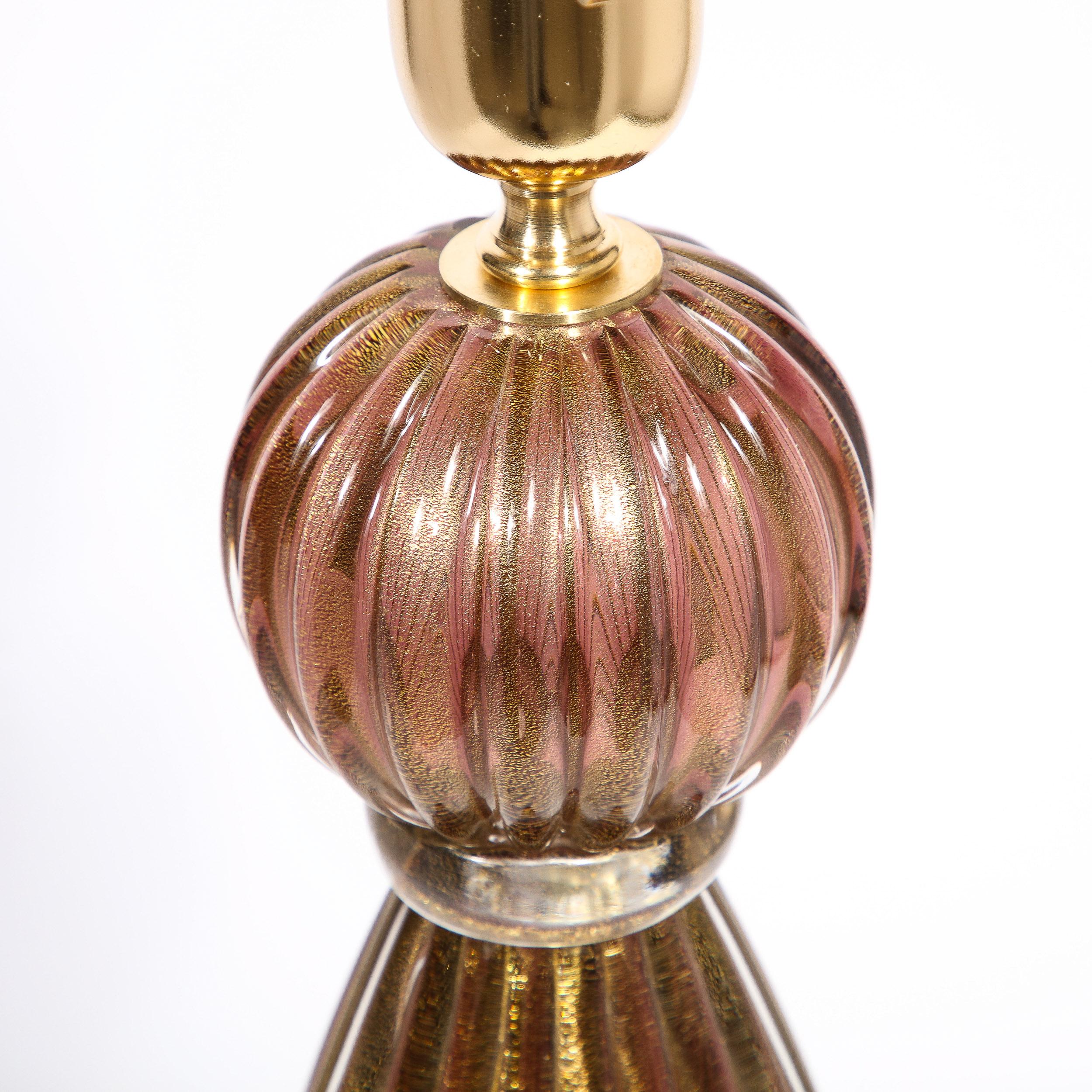 Modernist Hand-Blown Murano Smoked Chambord Glass Table Lamps w/ 24 Karat Gold For Sale 9