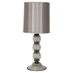 Modernistische mundgeblasene Murano-Rauchglas-Tischlampe aus Rauchglas mit Wellenschliff-Details