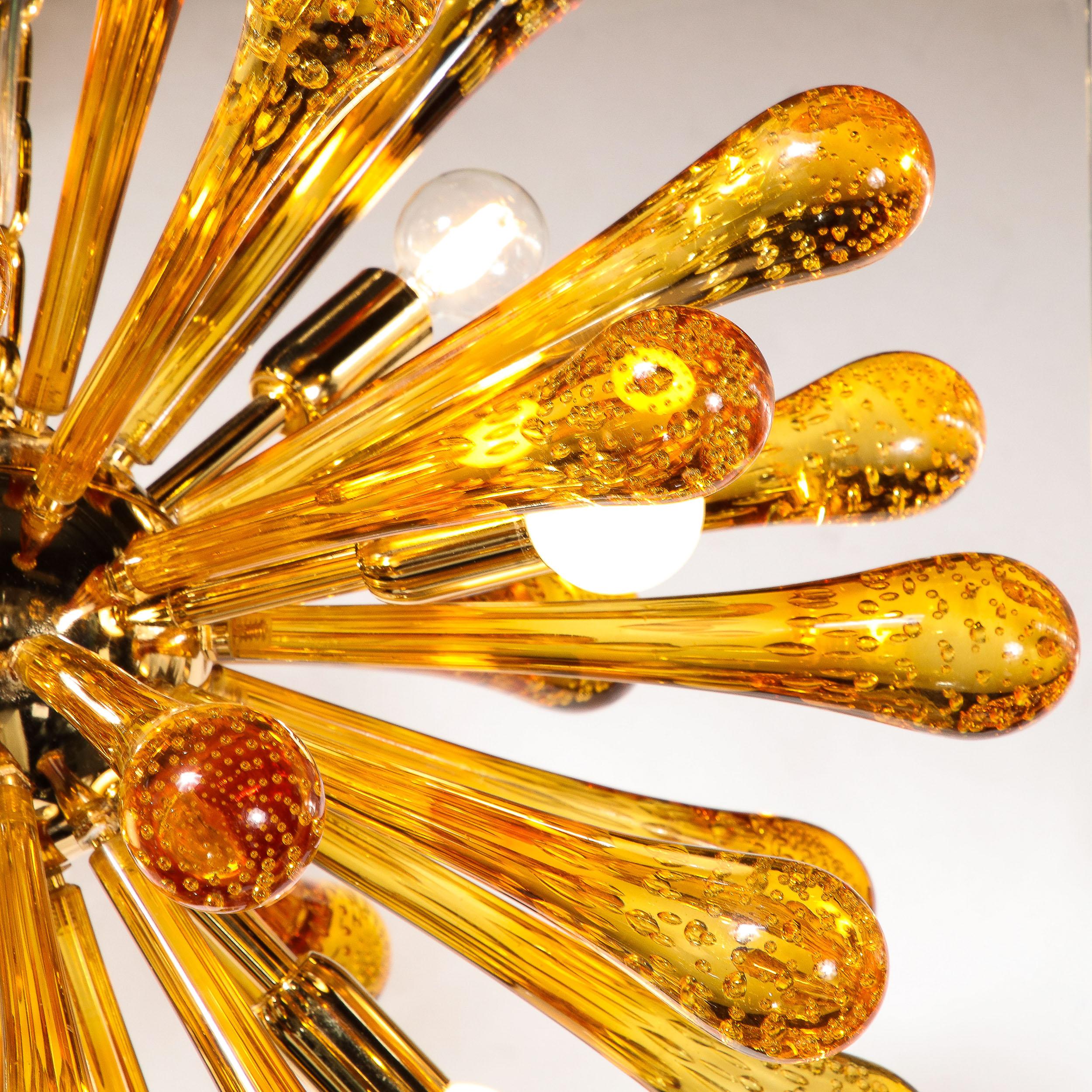 Modernist Hand Blown Murano Smoked Honey Sputnik Chandelier with Brass Fittings For Sale 6