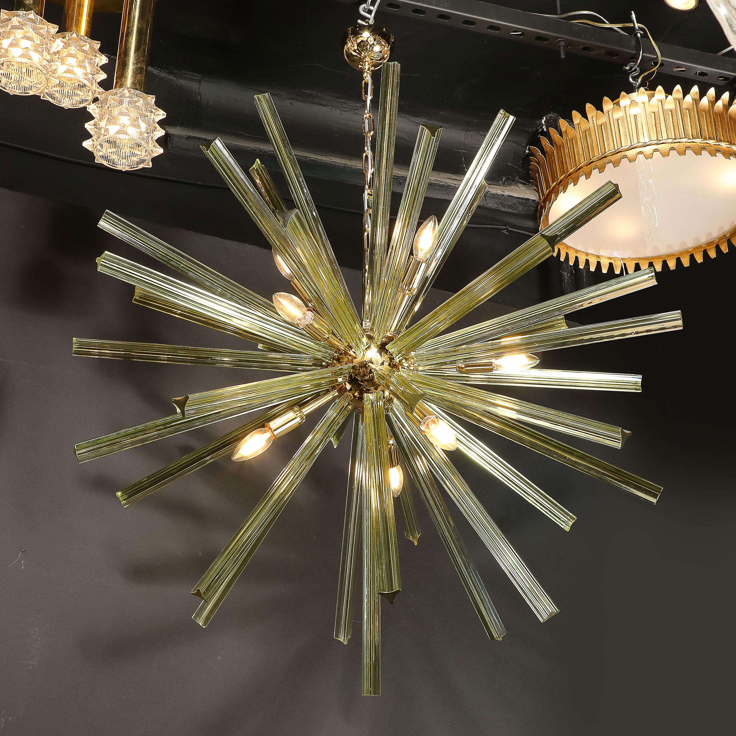 Modernist Hand-Blown Murano Smoked Peridot Camer Glass Sputnik Chandelier For Sale 5