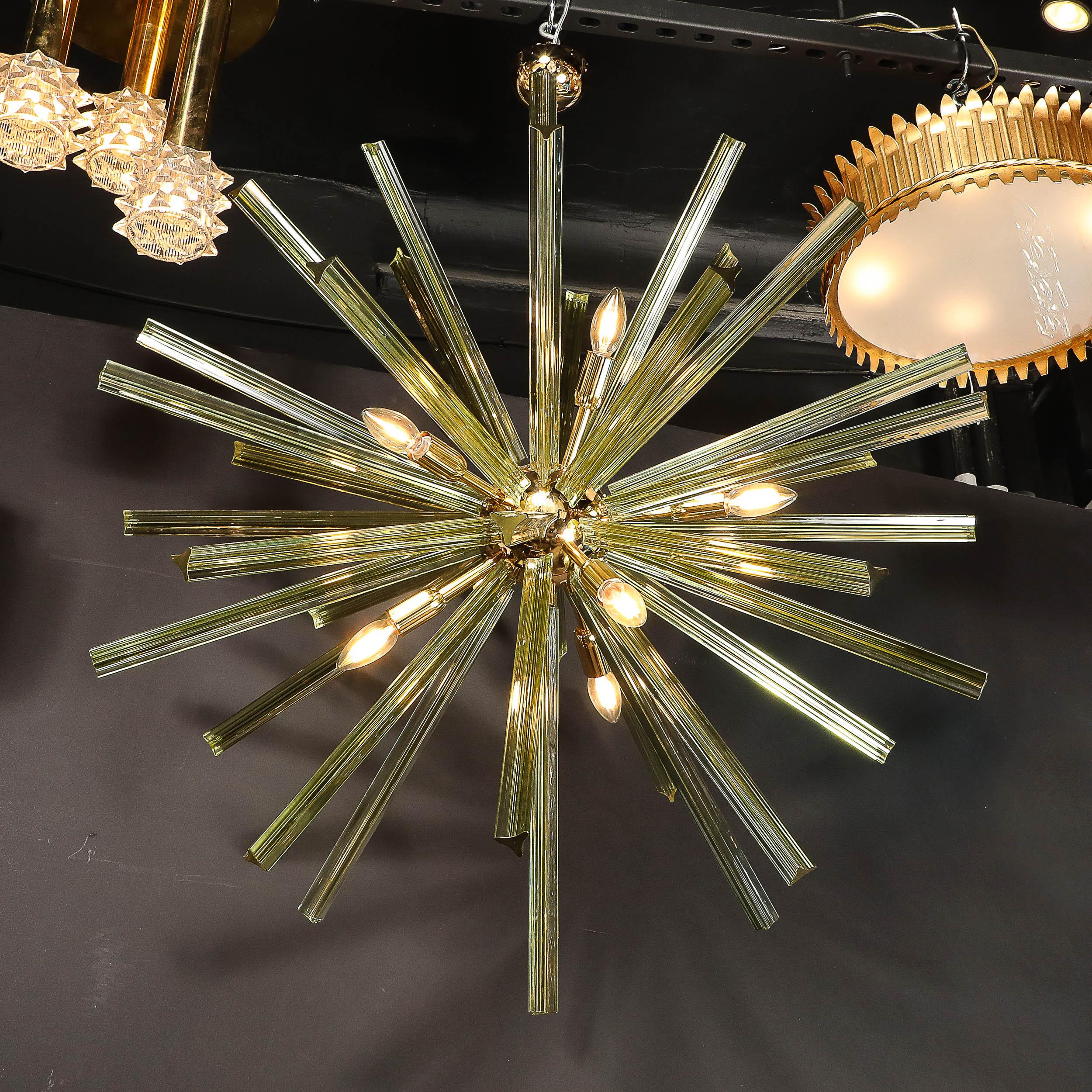 Modernist Hand-Blown Murano Smoked Peridot Camer Glass Sputnik Chandelier For Sale 6