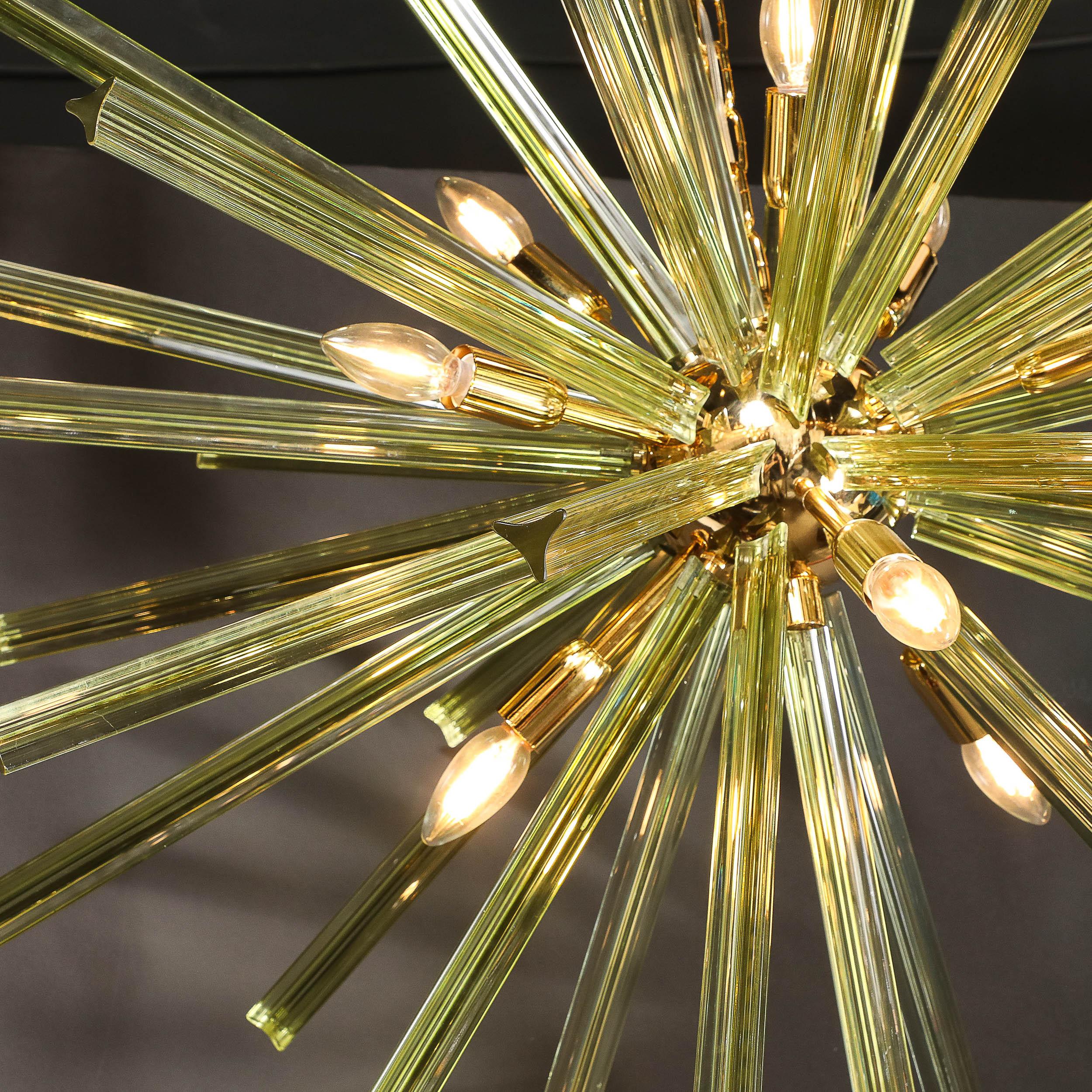 Modernist Hand-Blown Murano Smoked Peridot Camer Glass Sputnik Chandelier For Sale 7