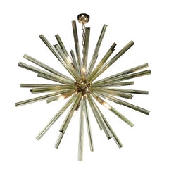 Modernist Hand-Blown Murano Smoked Peridot Camer Glass Sputnik Chandelier