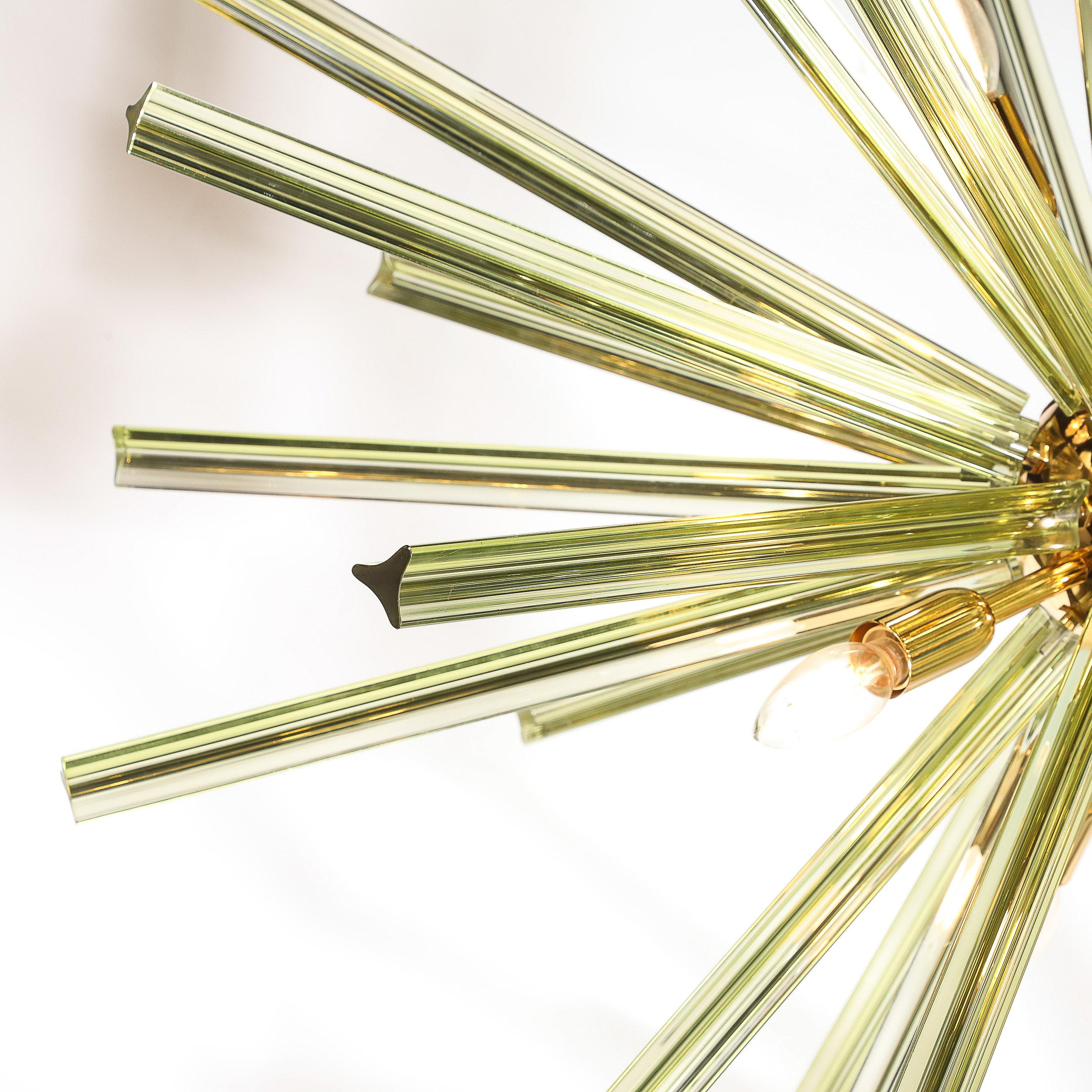 Modernist Hand-Blown Murano Smoked Peridot Camer Glass Sputnik Chandelier For Sale 1