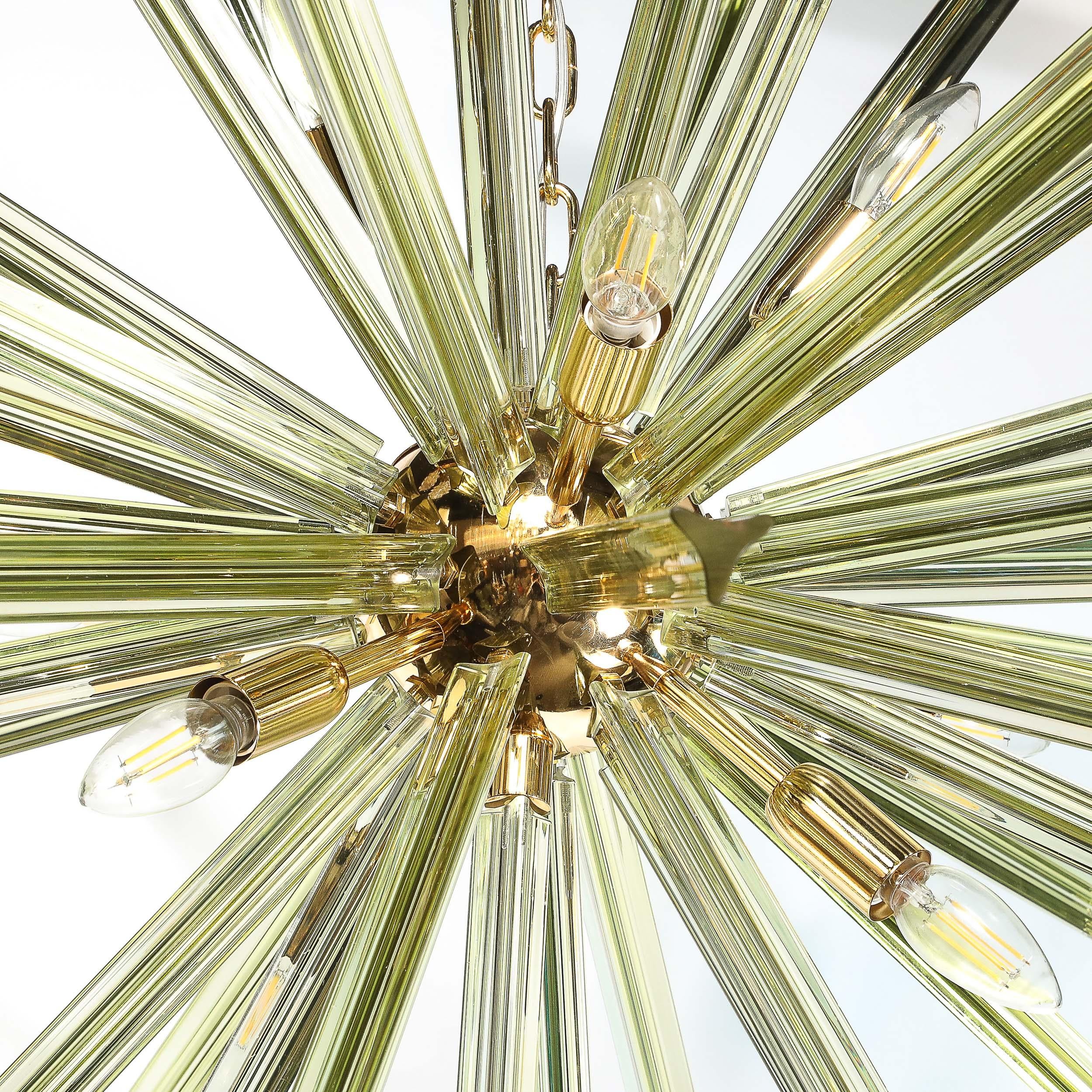 Modernist Hand-Blown Murano Smoked Peridot Camer Glass Sputnik Chandelier For Sale 3